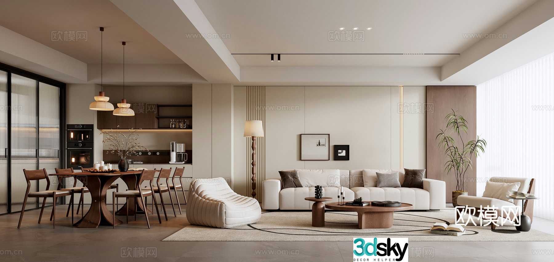 3D model of medieval style living room restaurant