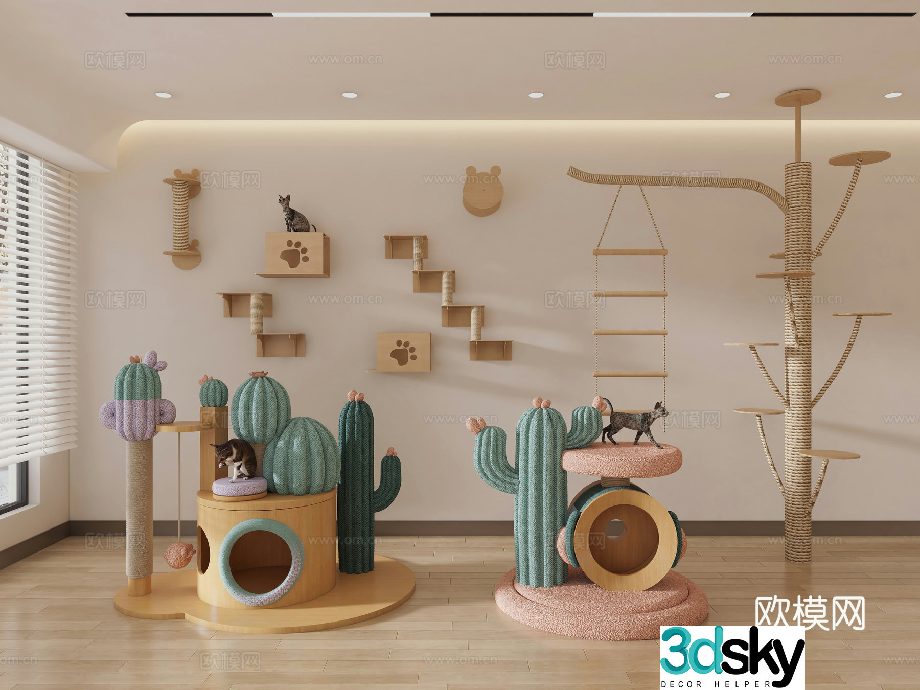Cat House Cat House Creative Cat House Cat Crawler Cactus Cartoon Cat House Cat Scratch Board 3D Model