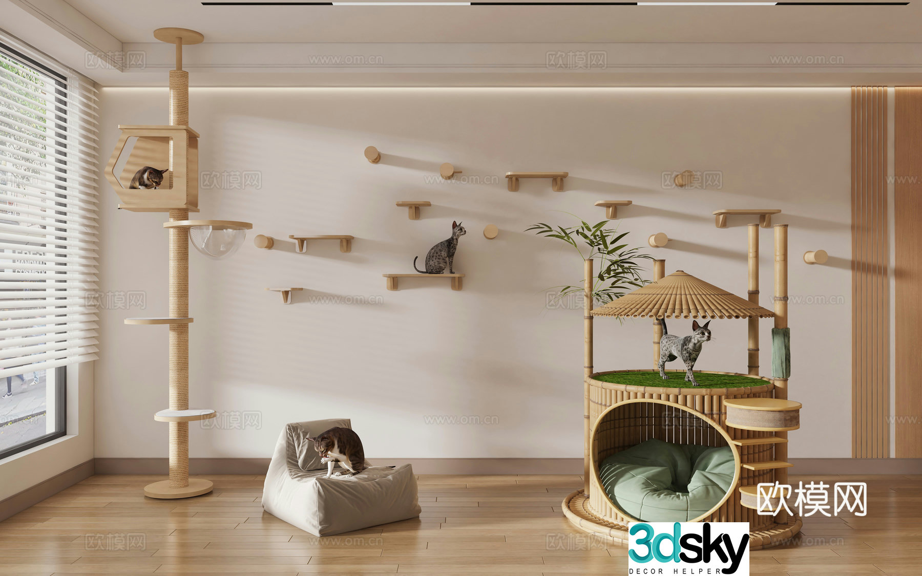 Cat House Cat House Cat Villa Creative Cat House Cat Climbing Frame Bamboo Design Cat House Cat Cat Scratch Board 3D Model