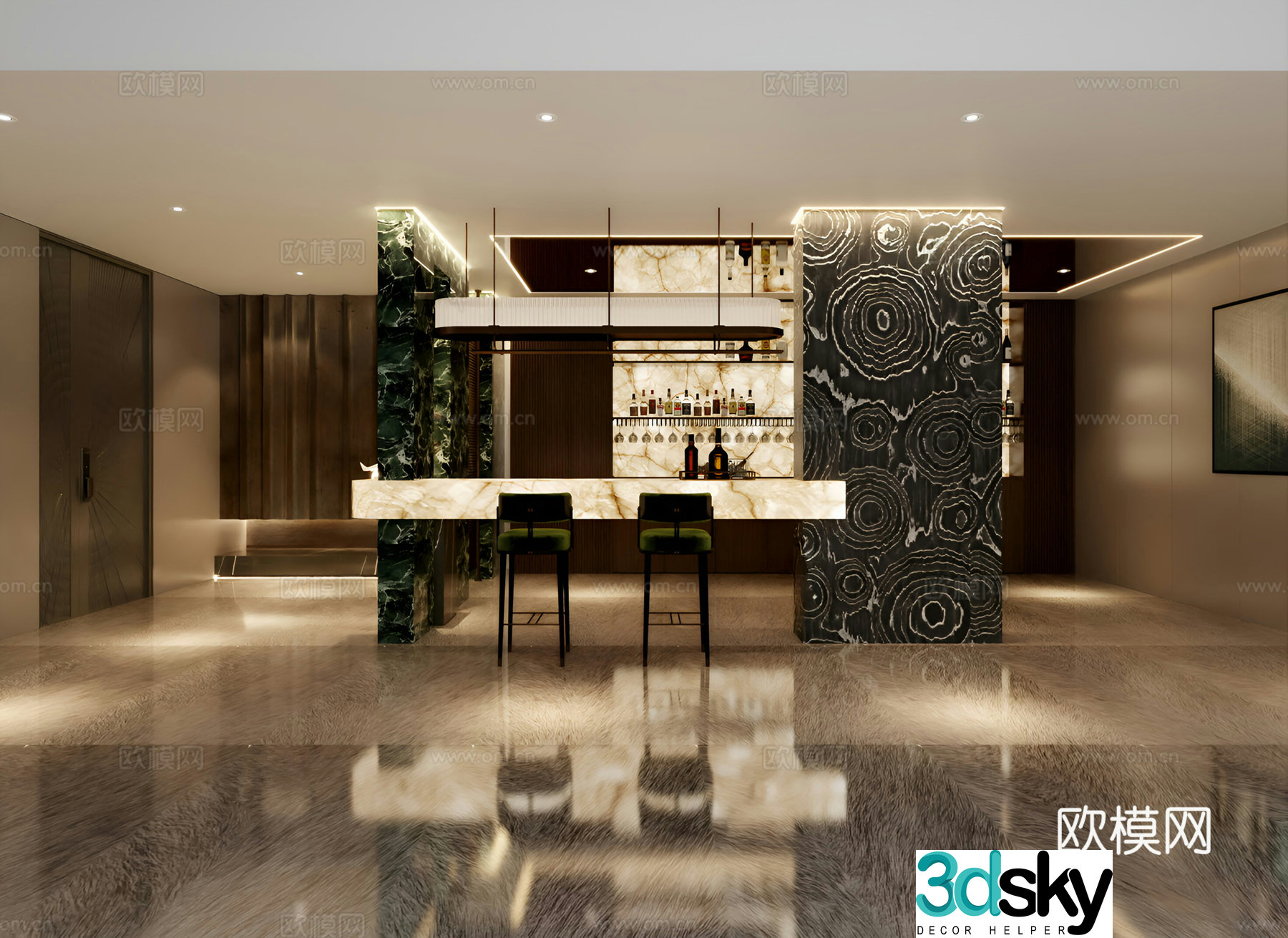 Italian light luxury wine cellar Italian light luxury bar luminous stone bar 3d model