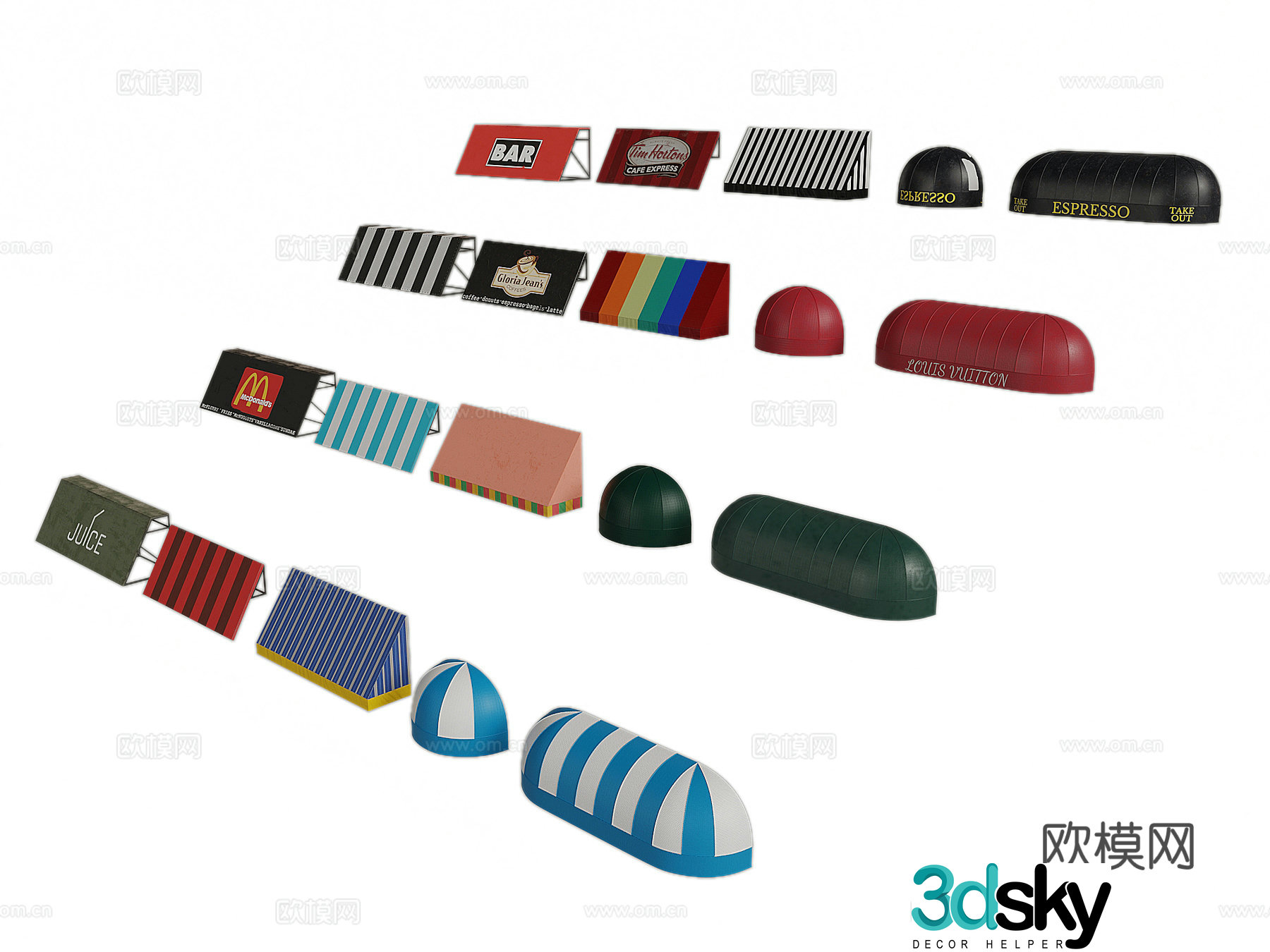 Awning awning raining billboard 3D model