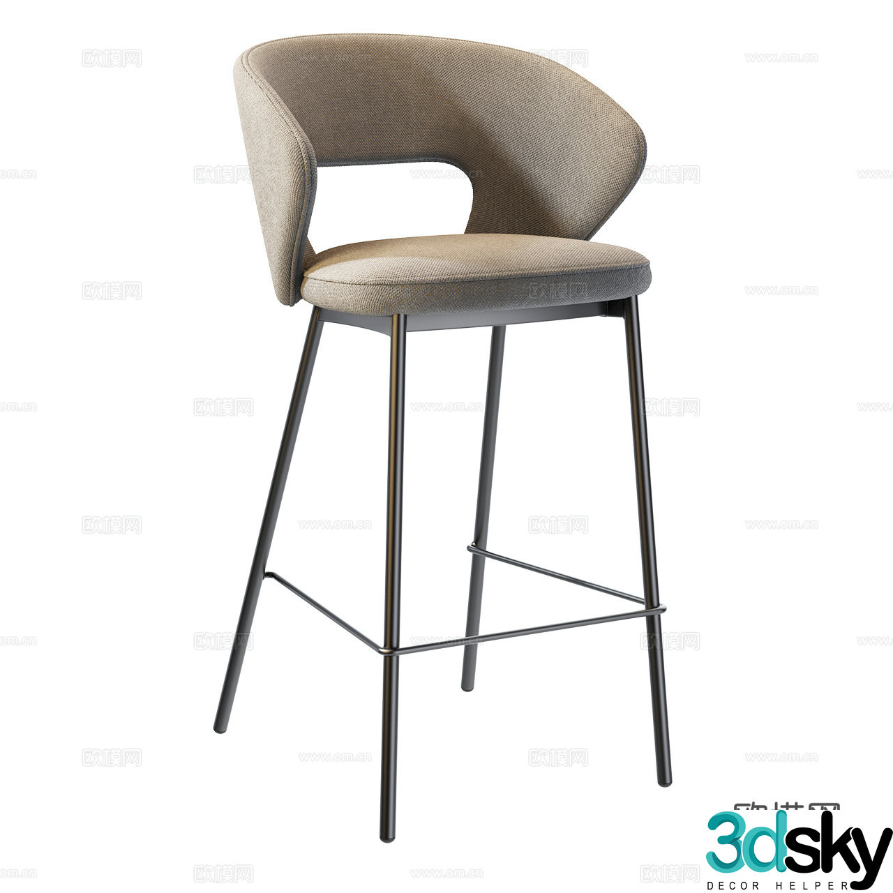 Origins 1971 Italian bar chair Simple bar chair Fabric bar chair 3D model