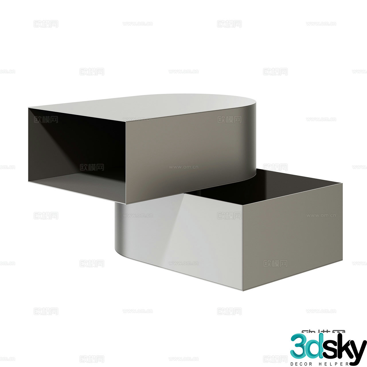 Bolzan Minimalist Bedside Table Side Table Metal Bedside Table Stainless Steel 3D Model