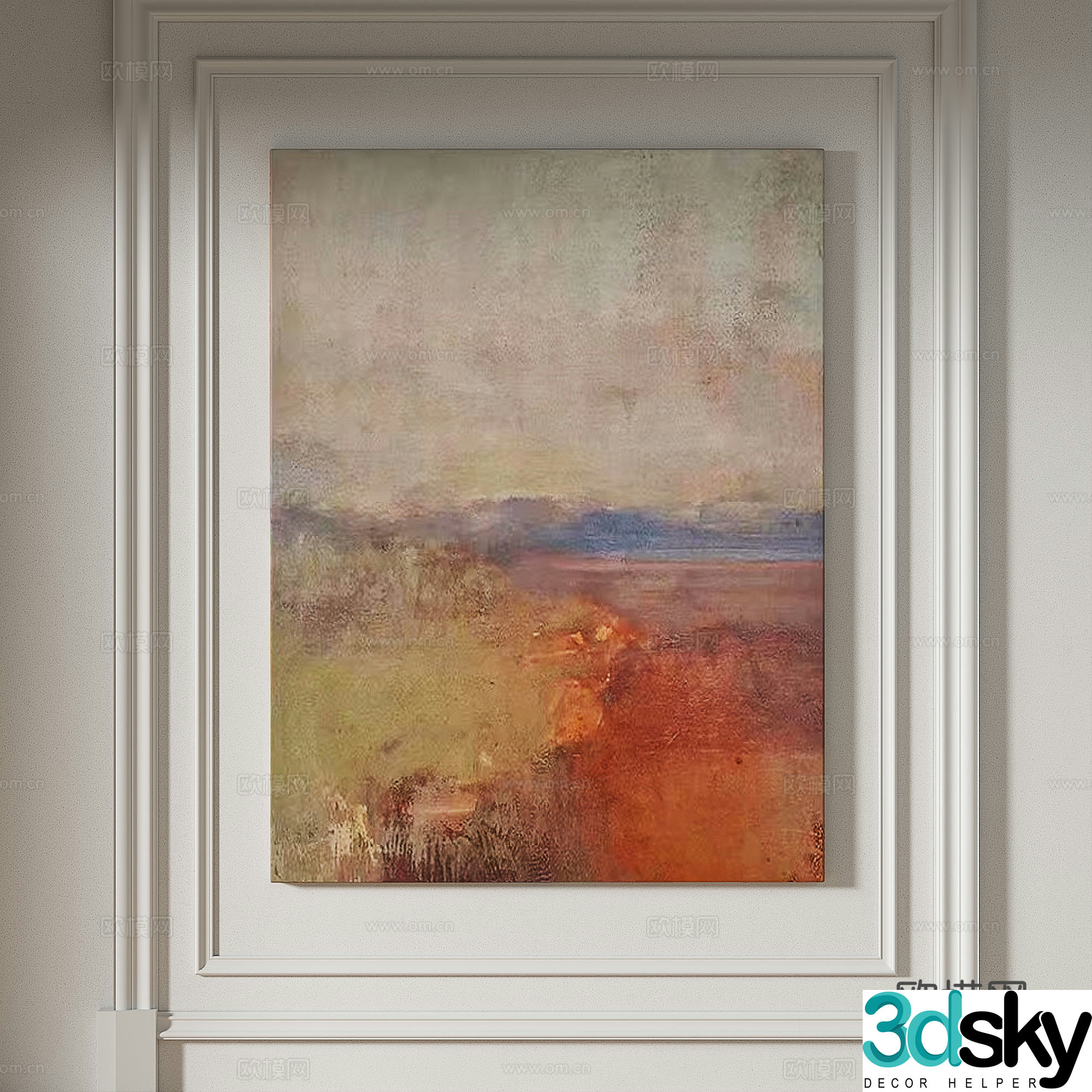 Modern simple texture abstract light luxury wasabi three-dimensional decorative painting 3d model