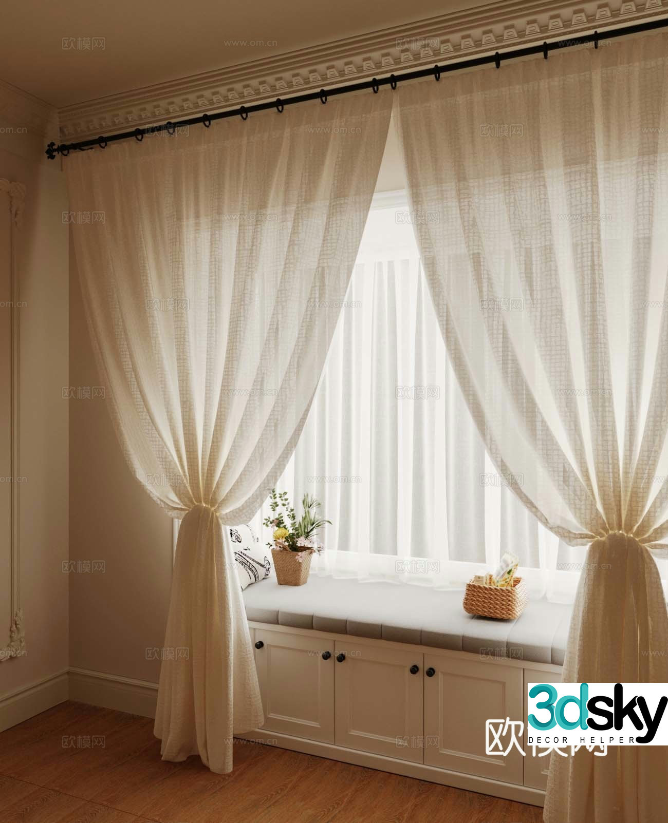 French universal curtain French curtain bay window 3D model