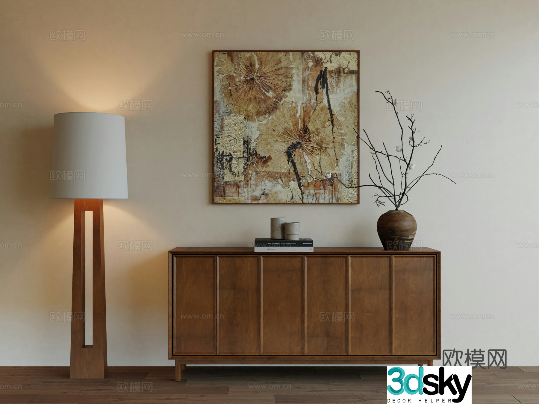 Middle Ages Wabi Retro Advanced Art Hanging Painting 3D Model