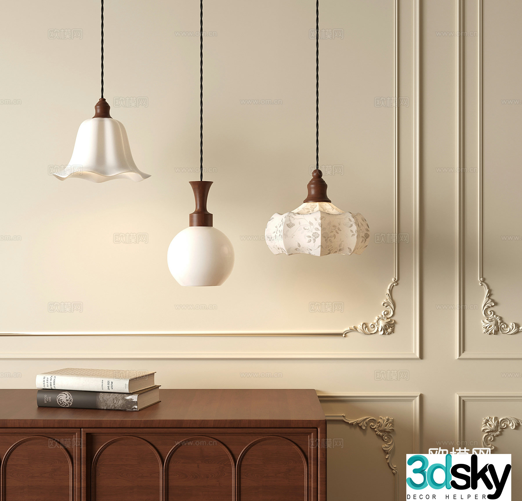 Middle chandelier Bedside chandelier Small chandelier 3d model