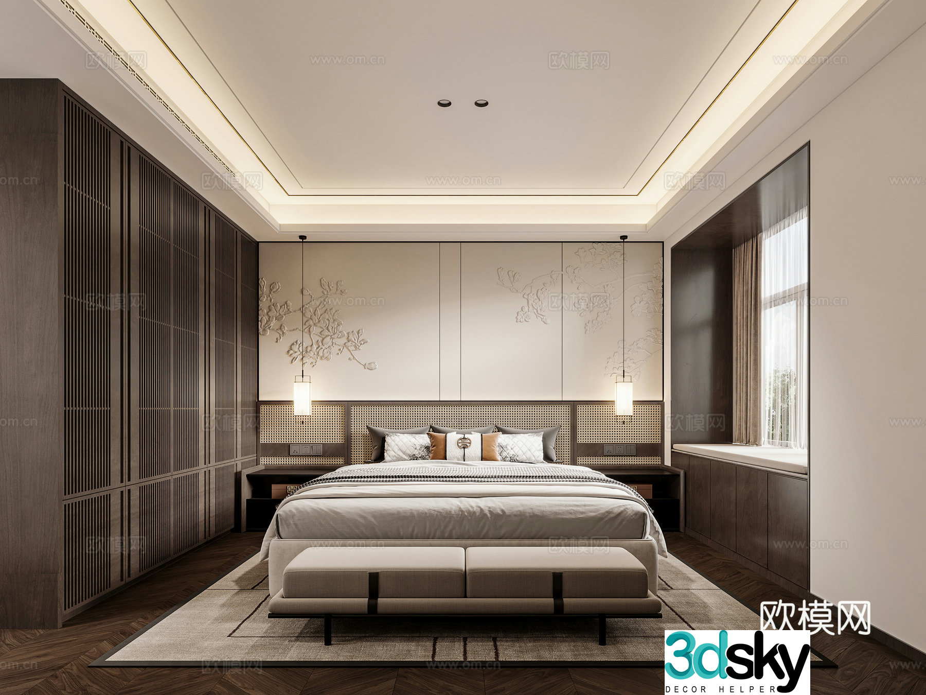 New Chinese bedroom 3D model