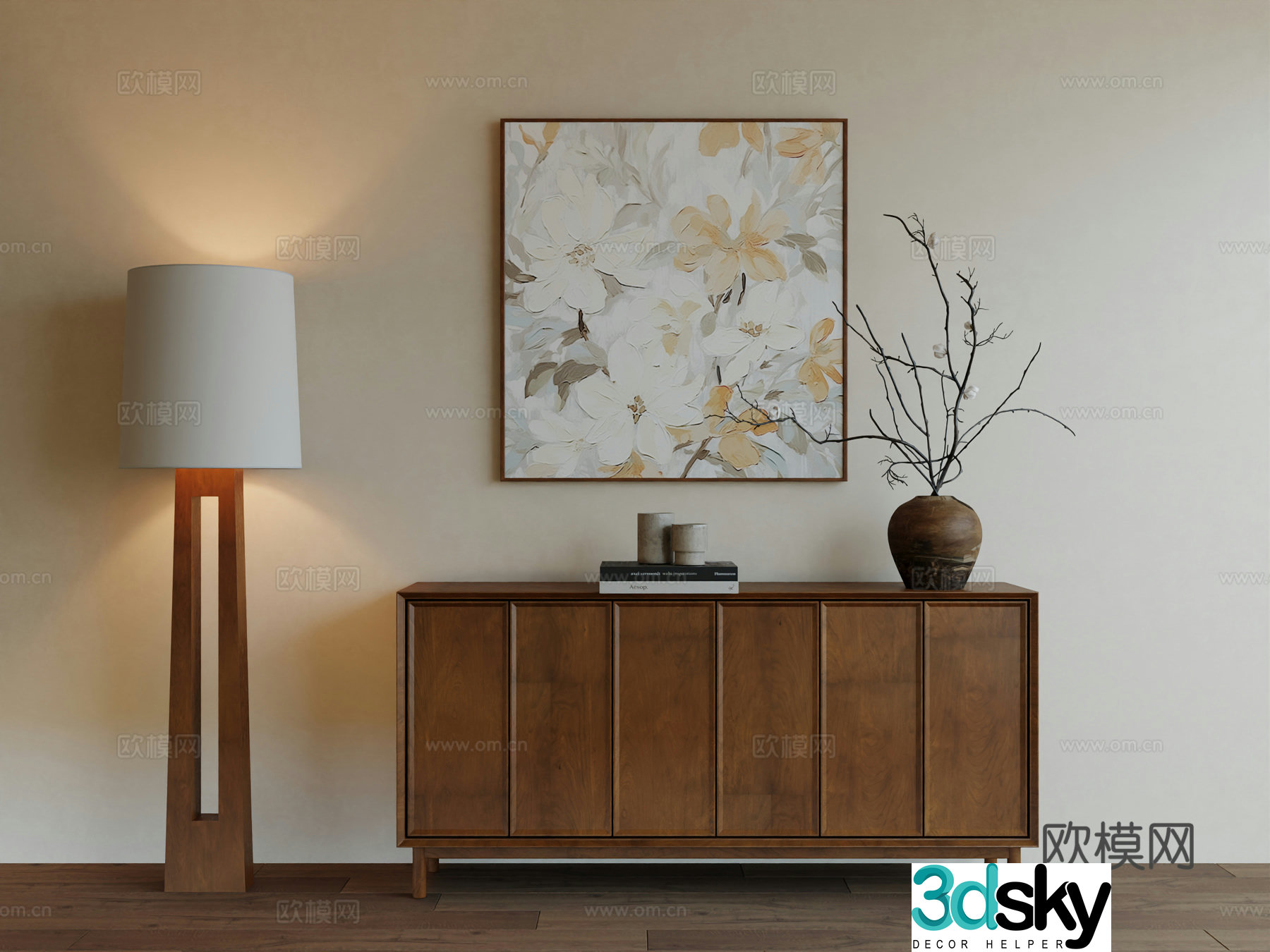 Middle Ages Wabi Retro Advanced Art Hanging Painting 3D Model
