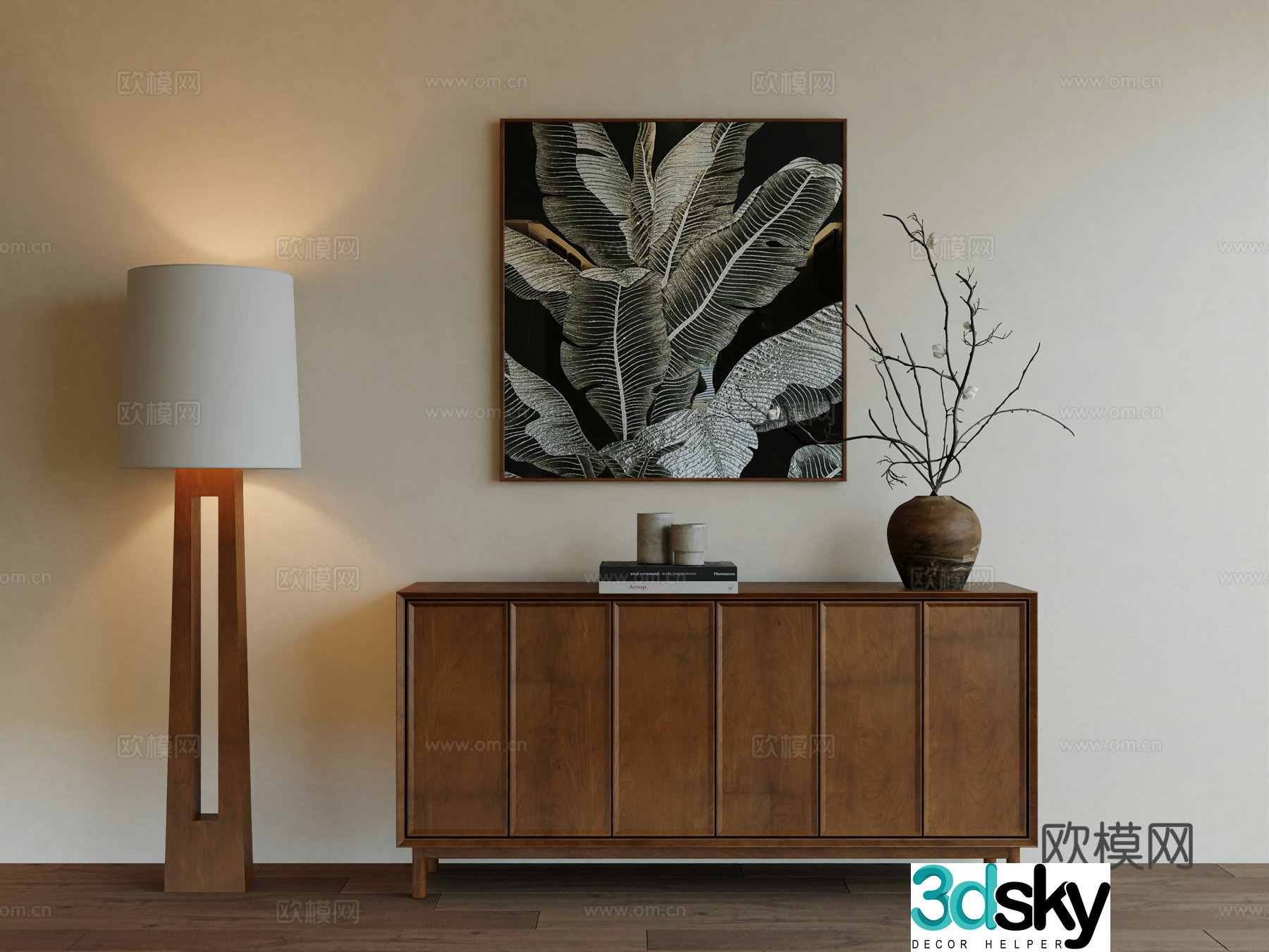 Middle Ages Wabi Retro Advanced Art Hanging Painting 3D Model