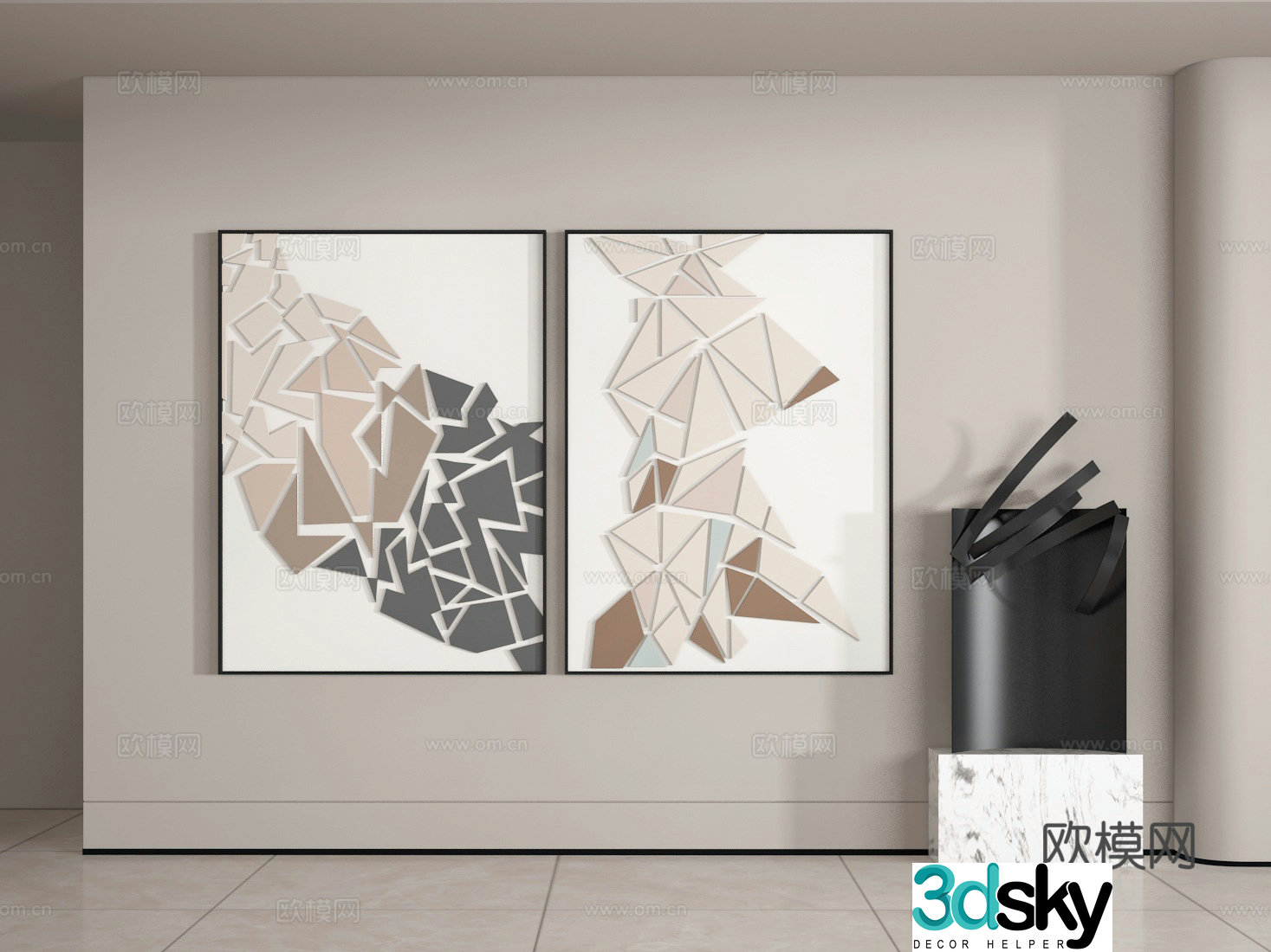 3D model of hanging painting