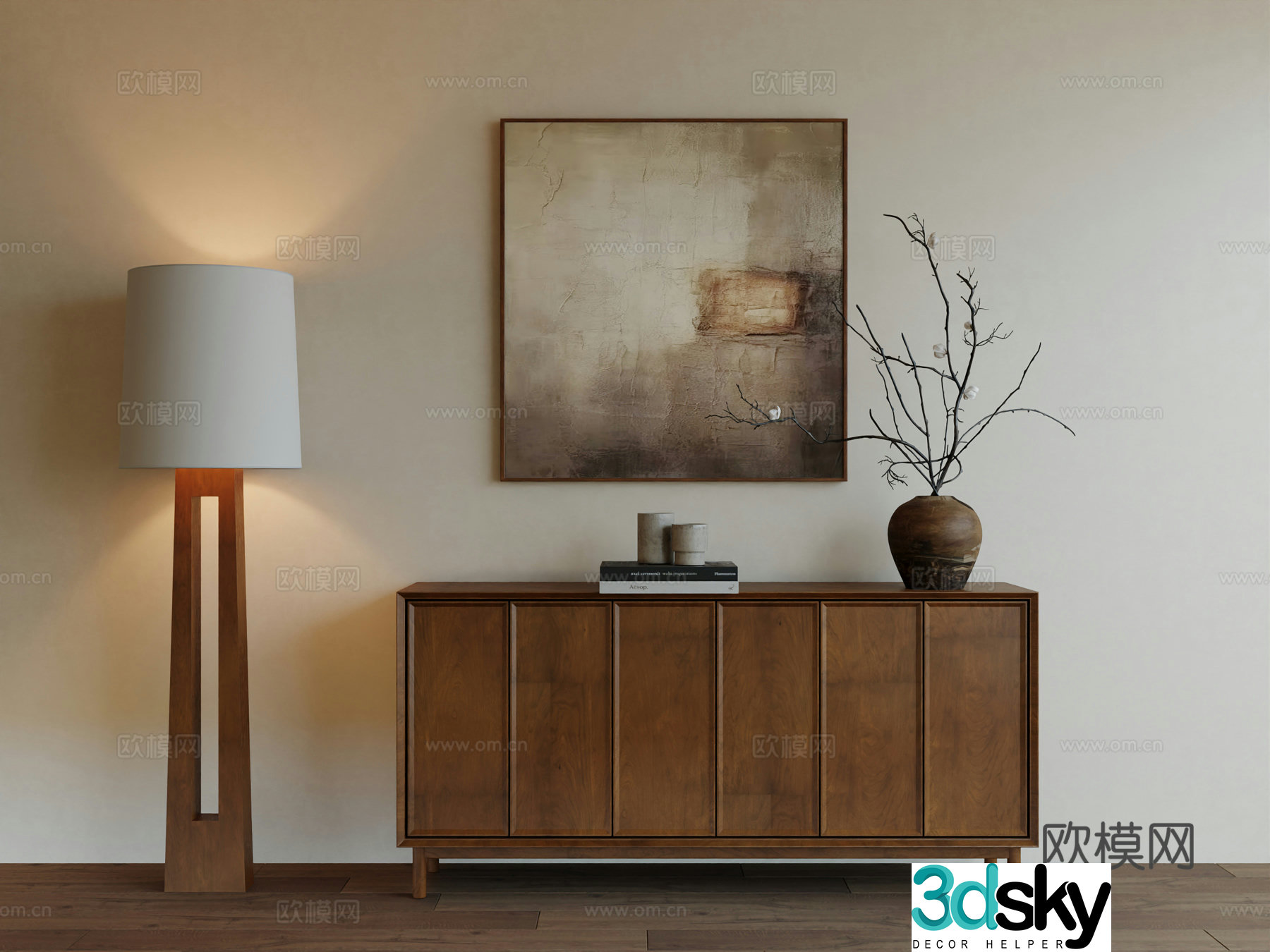 Middle Ages Wabi Retro Advanced Art Hanging Painting 3D Model