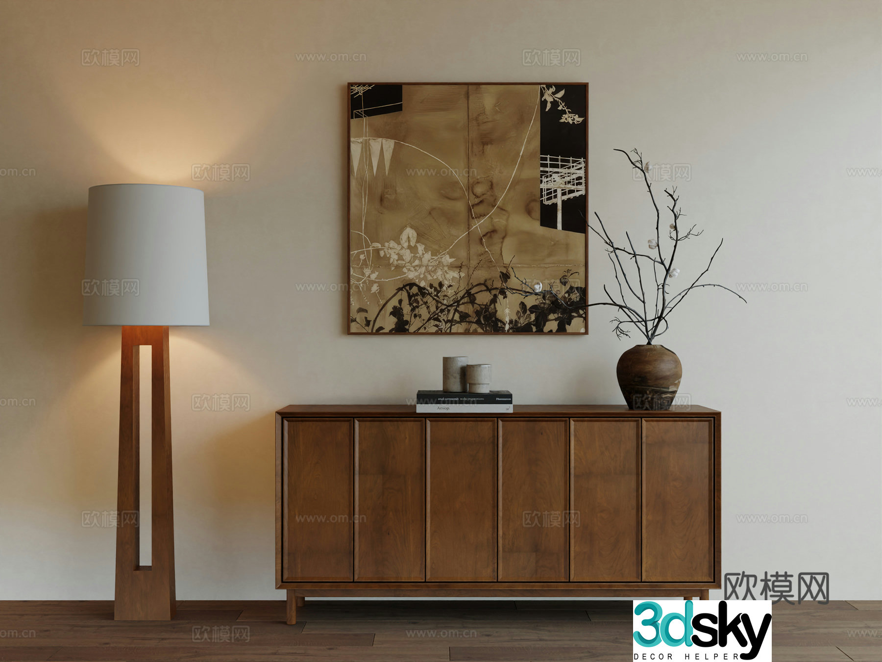 Middle Ages Wabi Retro Advanced Art Hanging Painting 3D Model