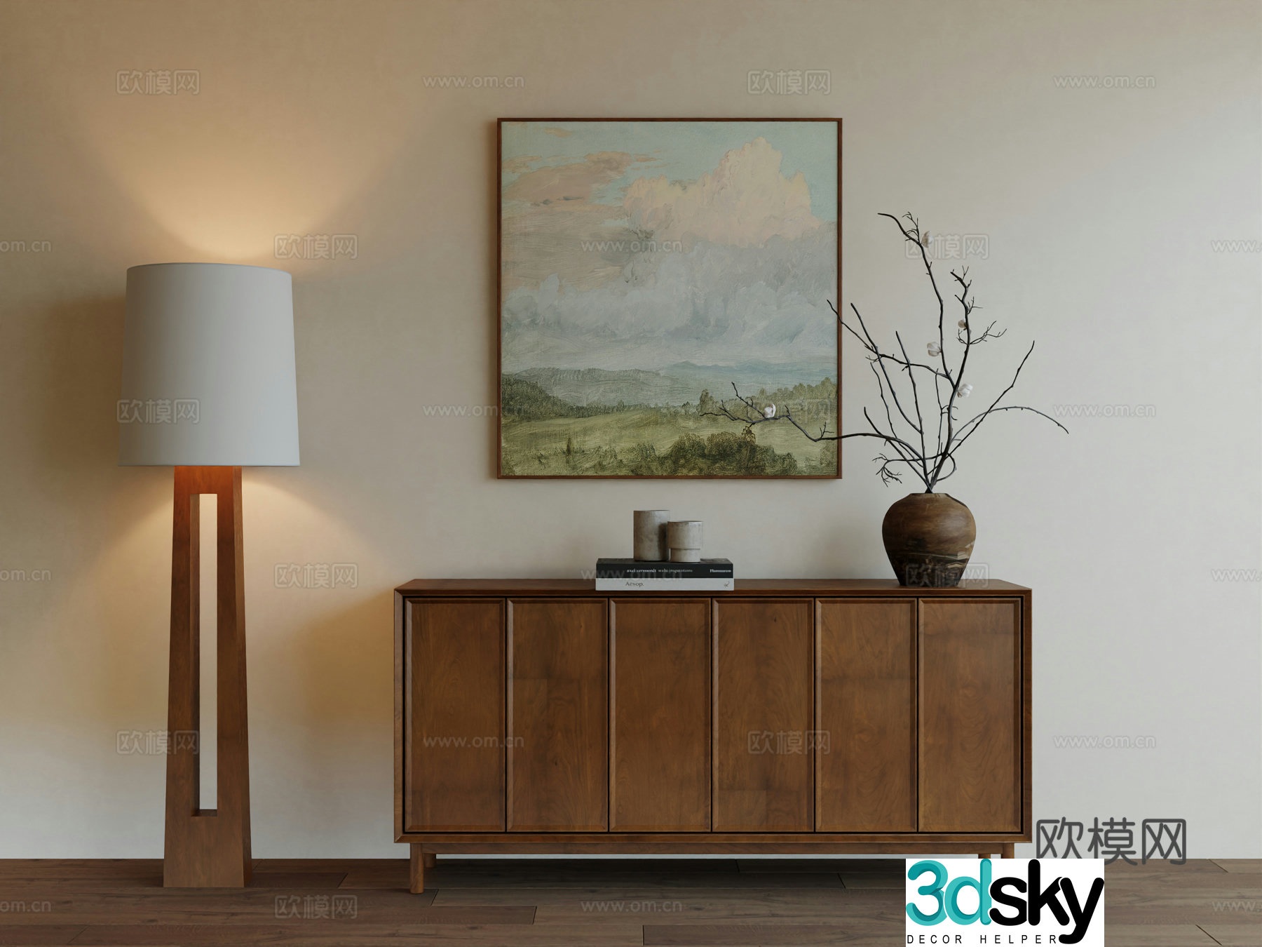 Middle Ages Wabi Retro Advanced Art Hanging Painting 3D Model