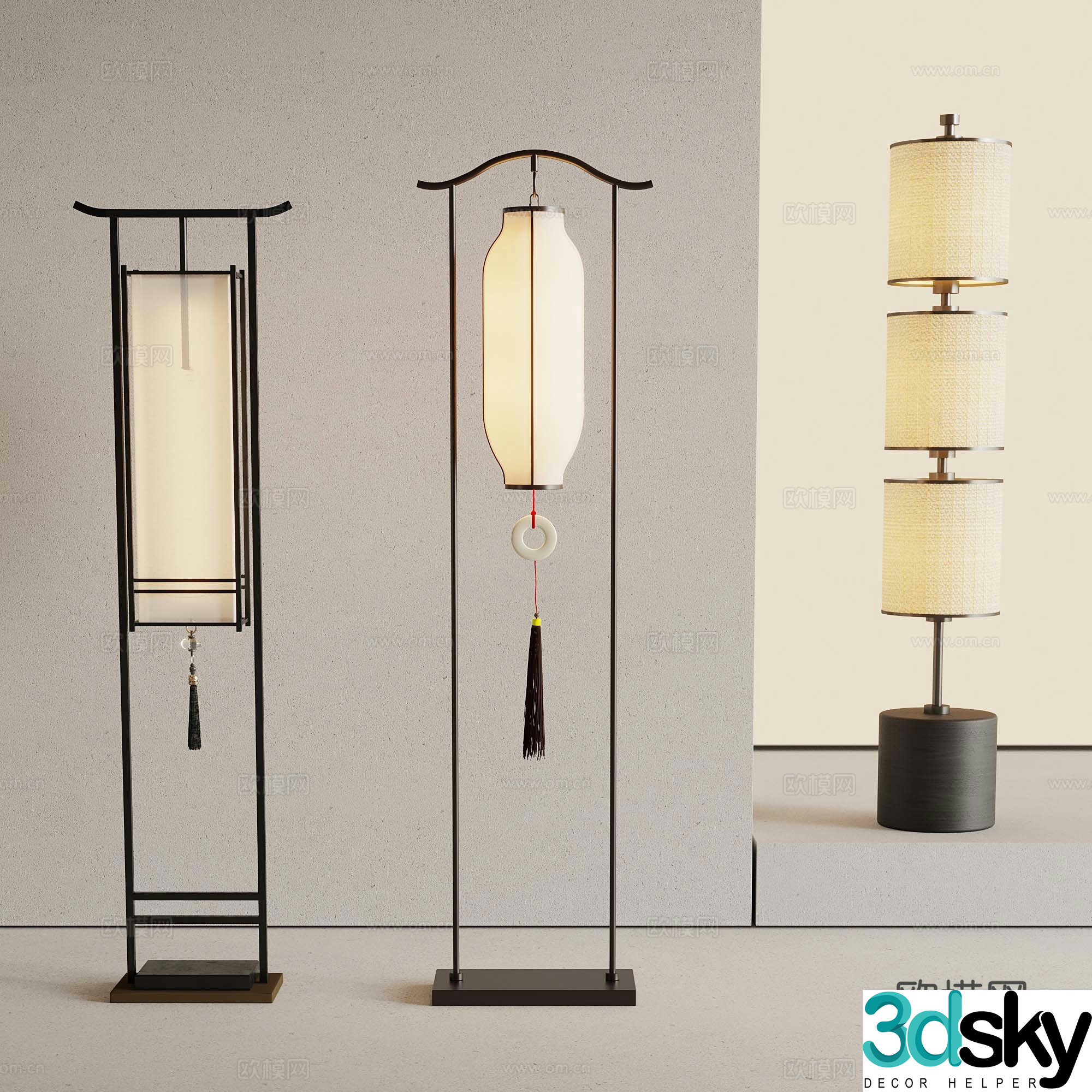 New Chinese floor lamp 3D model