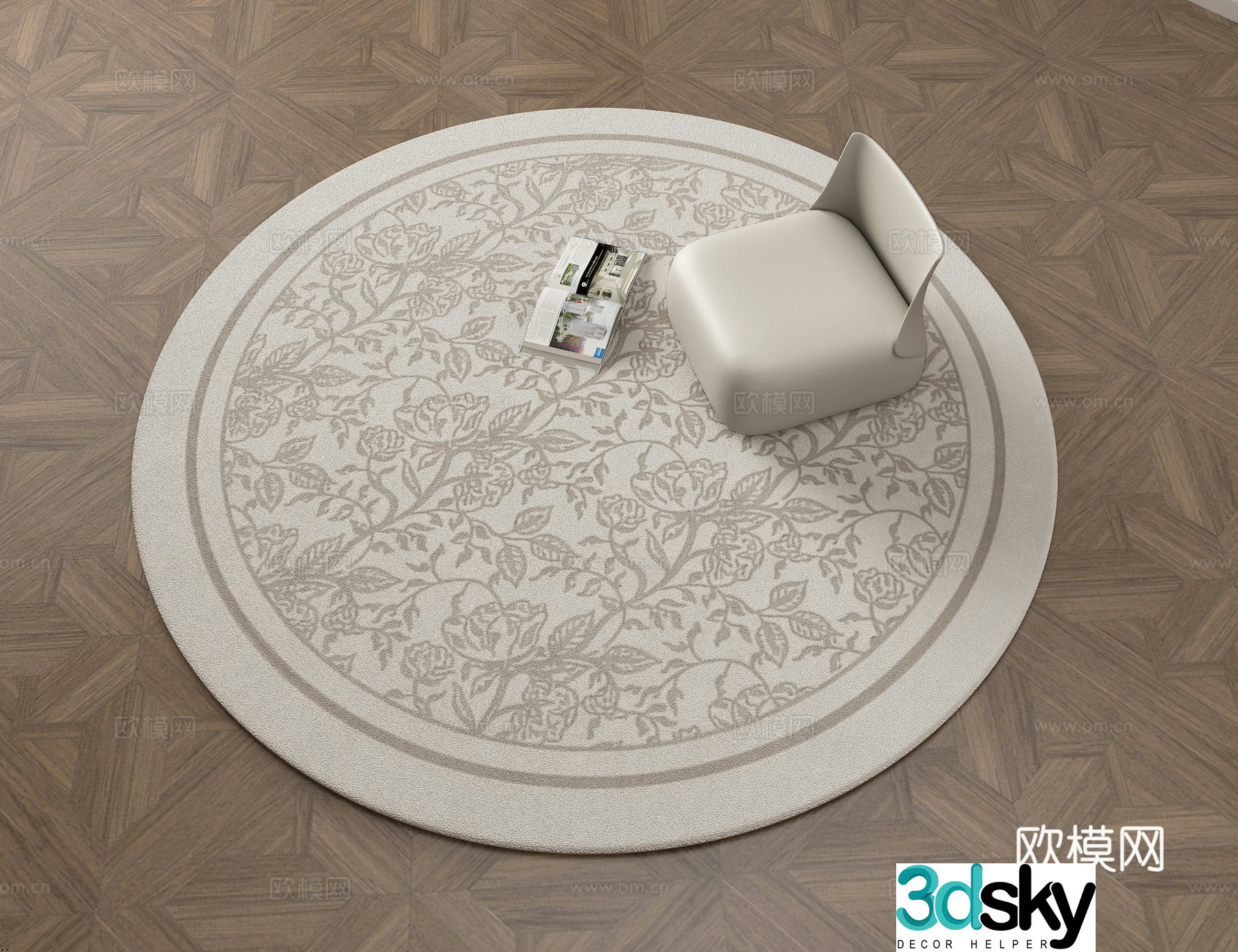 French plant pattern carpet 3d model