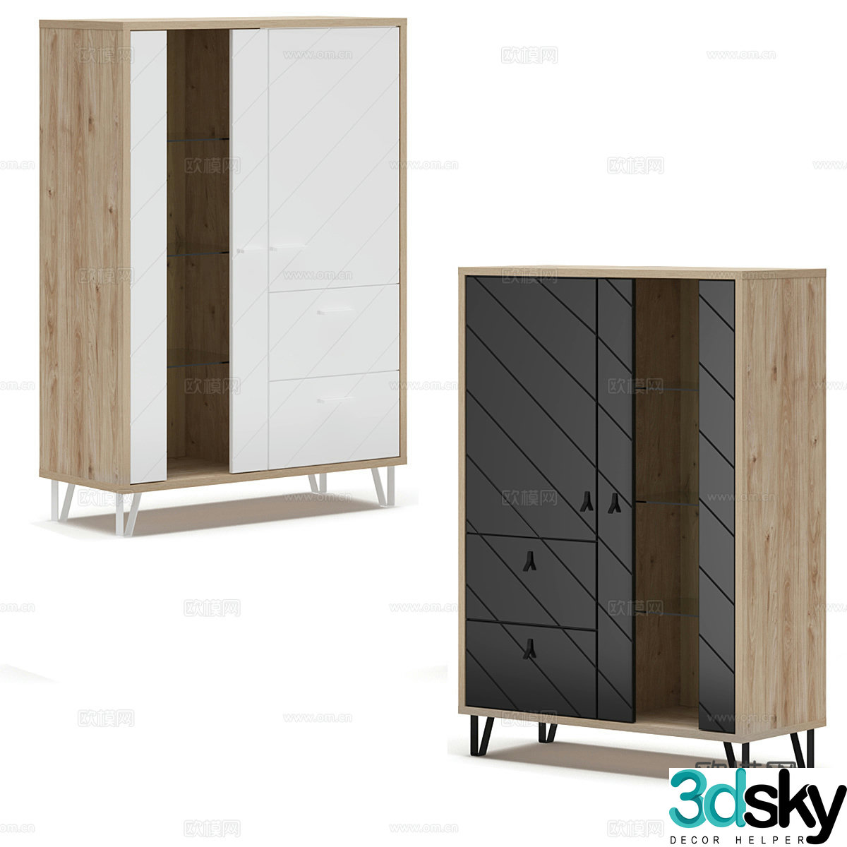 Nordic simple wardrobe wardrobe simple wardrobe bedroom wardrobe wooden wardrobe 3d model