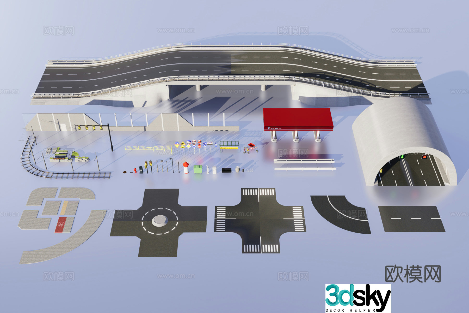 Urban road traffic accessories 3d model