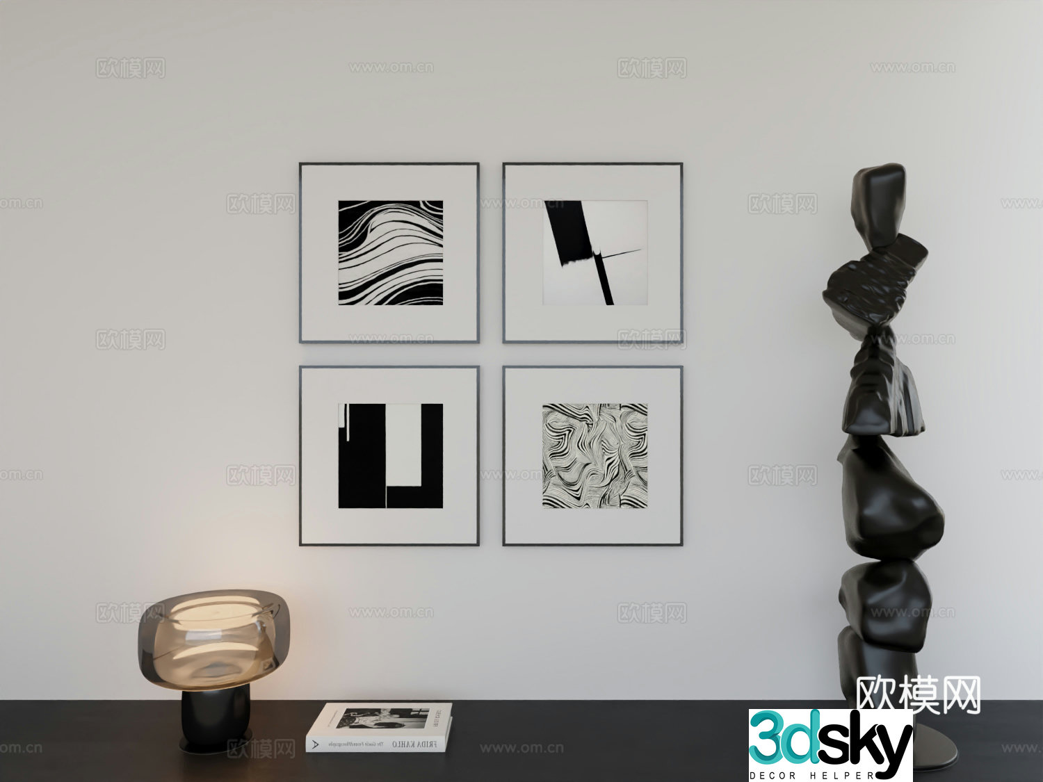 Modern minimalist hanging painting minimalist array hanging painting 3D model