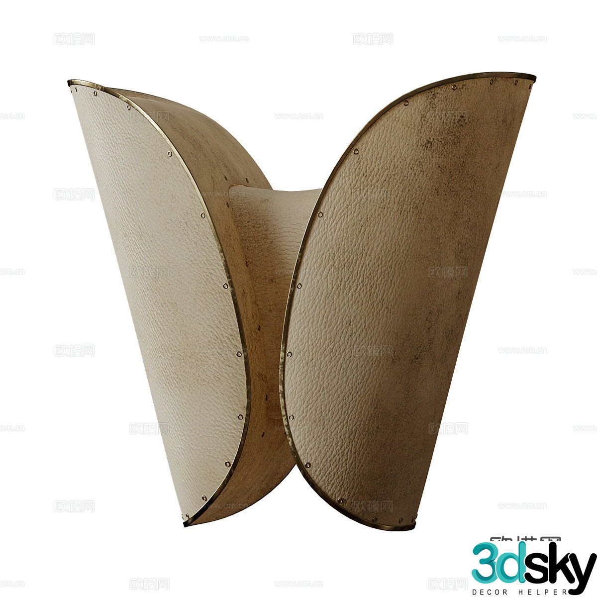 New Chinese style light luxury leather wall lamp 3D model