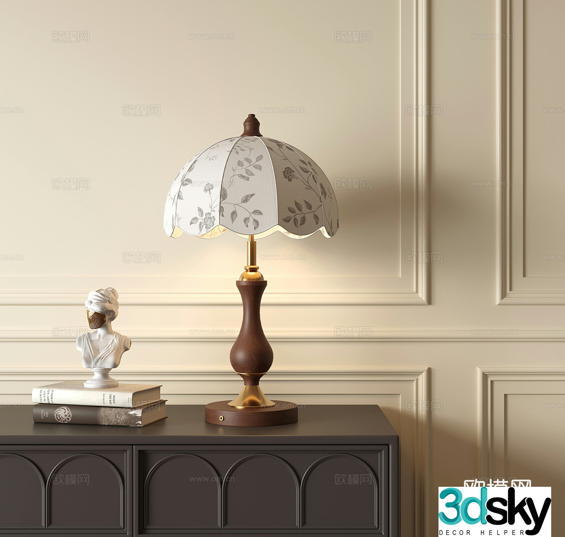 French medieval table lamp 3D model