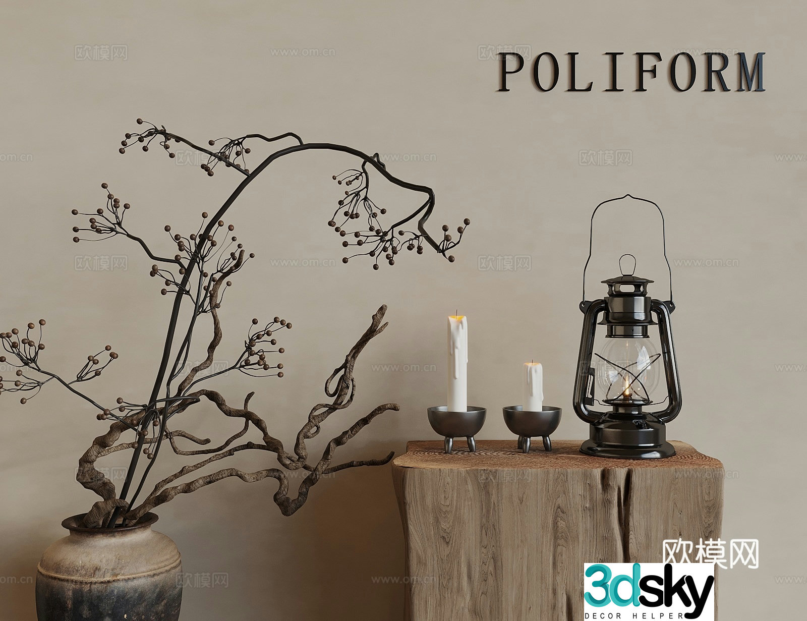 Kerosene lamp Hand lantern Candle ornament Lamp Fixture Table lamp 3D model