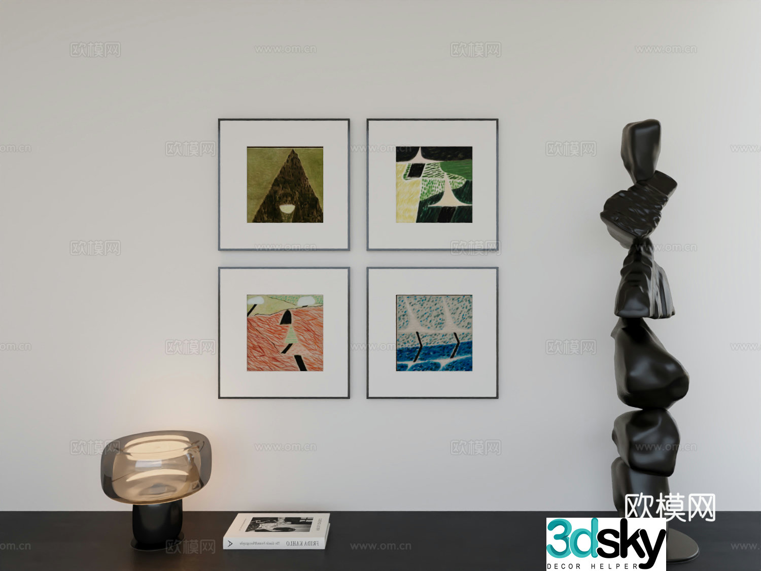 Modern minimalist hanging painting Bauhaus minimalist array hanging painting 3D model