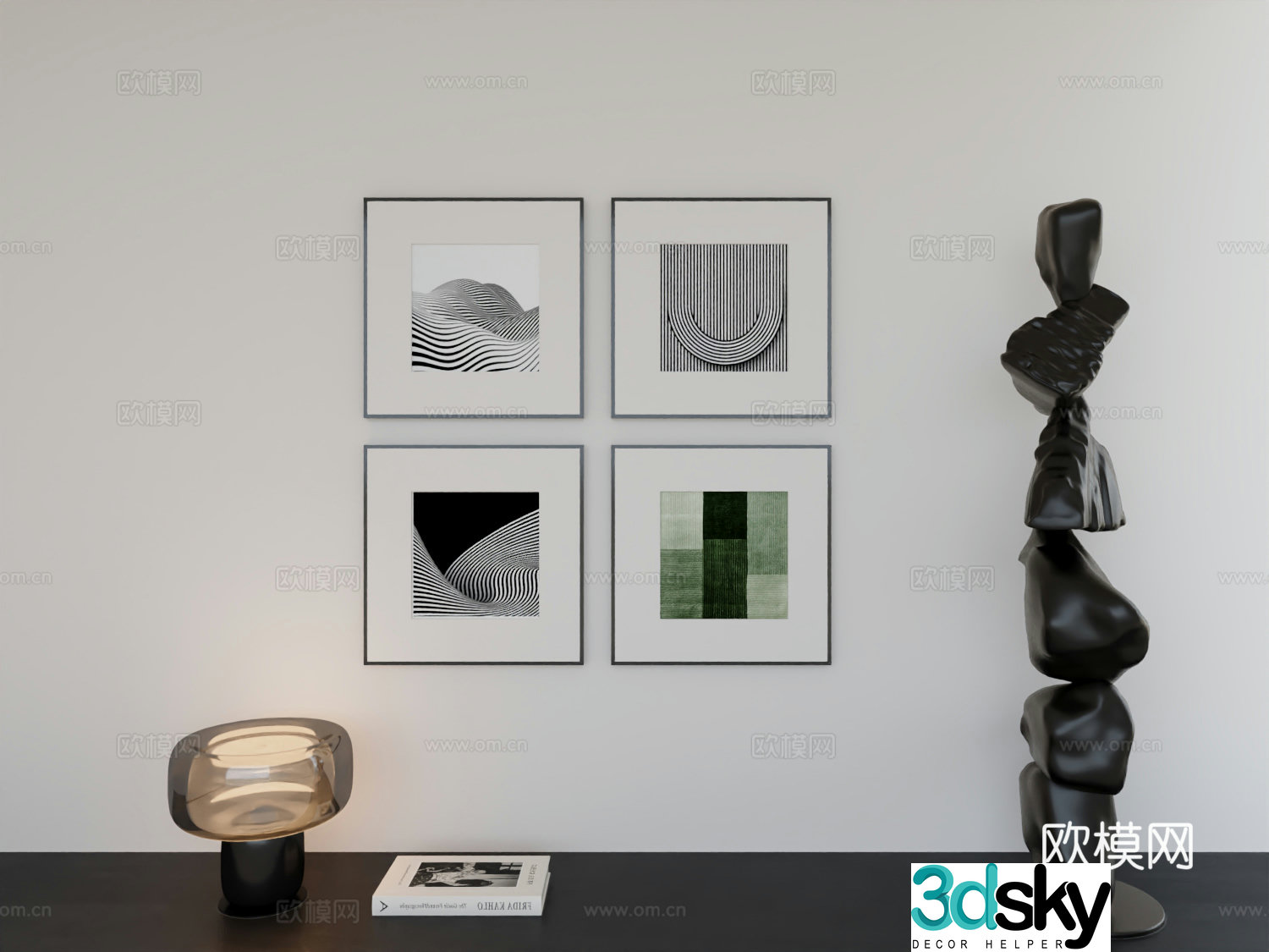 Modern minimalist hanging painting minimalist array hanging painting 3D model