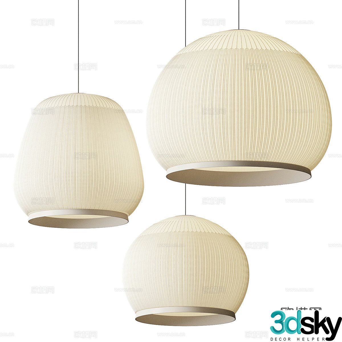 New Chinese lantern chandelier 3d model