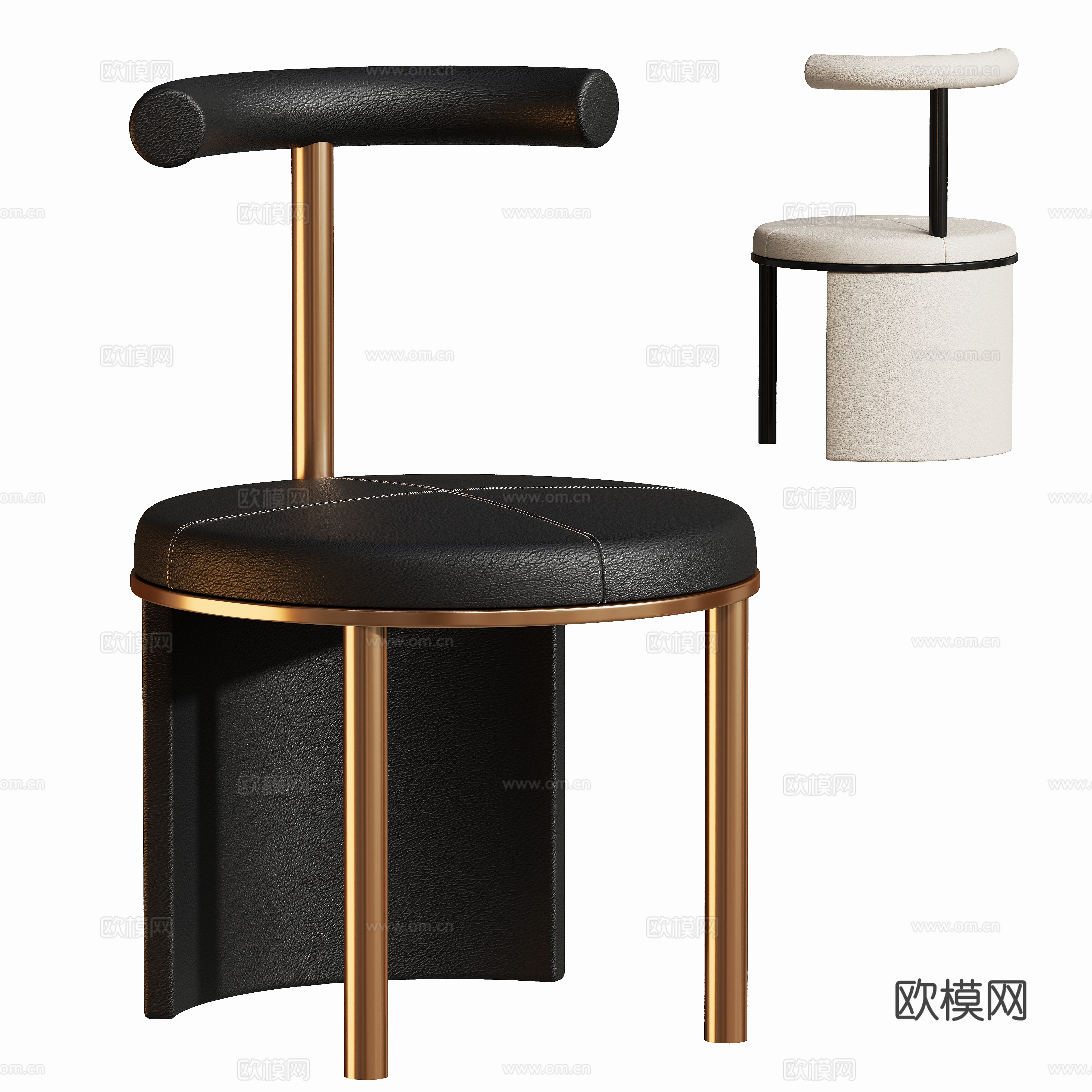Modern metal leather dining chair Modern metal leather dining chair 3d model