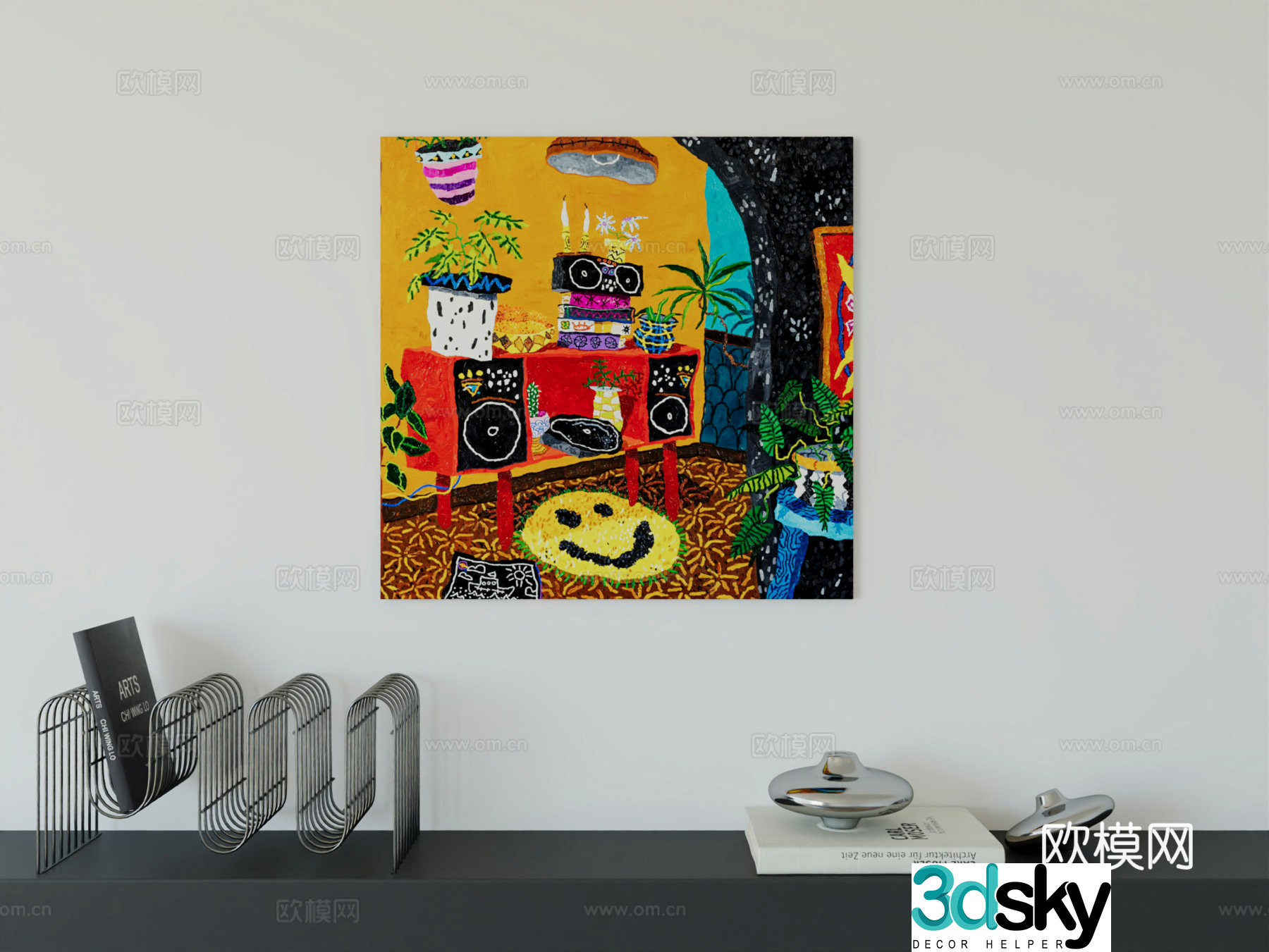 Modern minimalist hanging painting Bauhaus art hanging painting 3d model