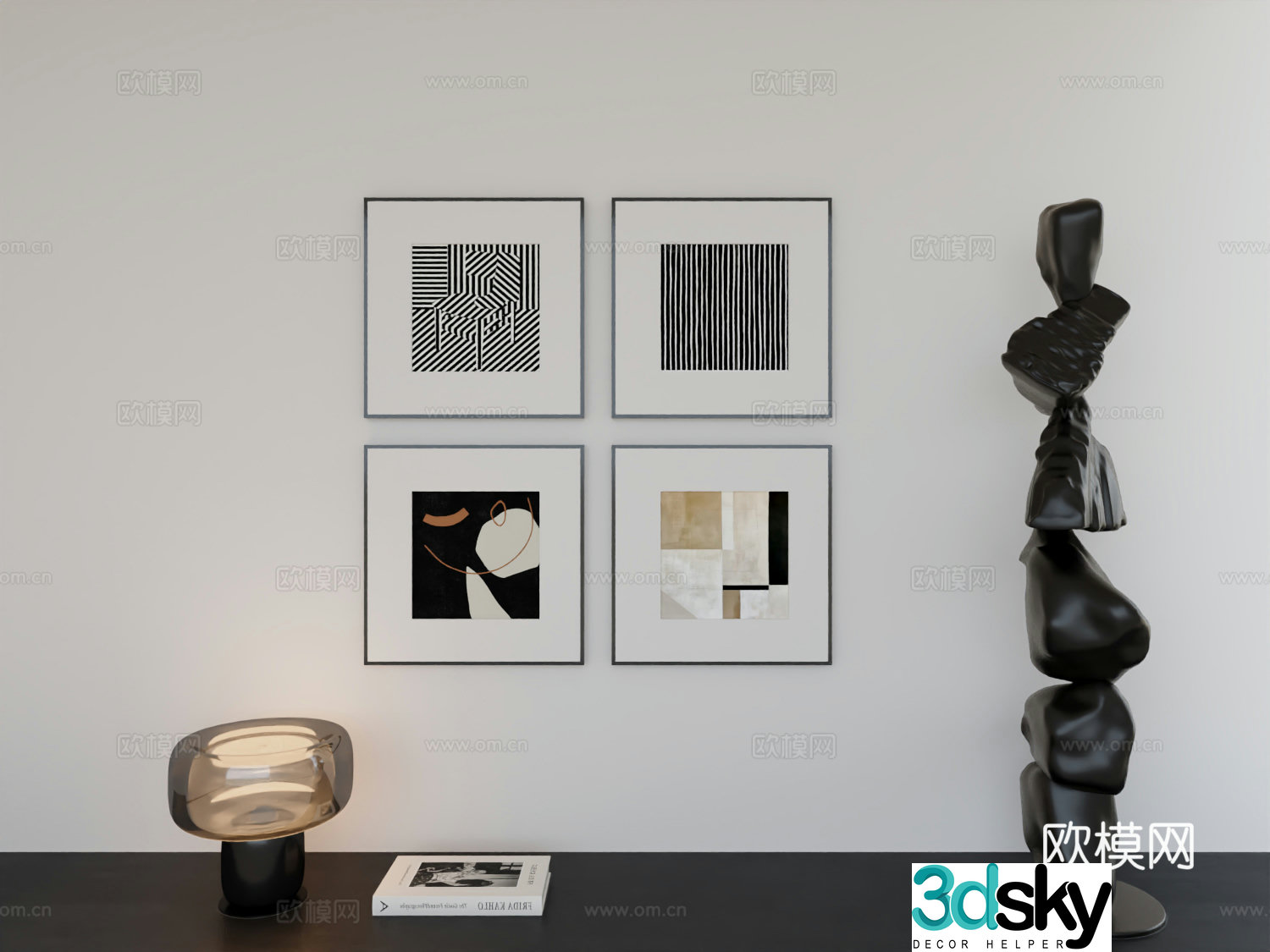 Modern minimalist hanging painting minimalist array hanging painting 3D model