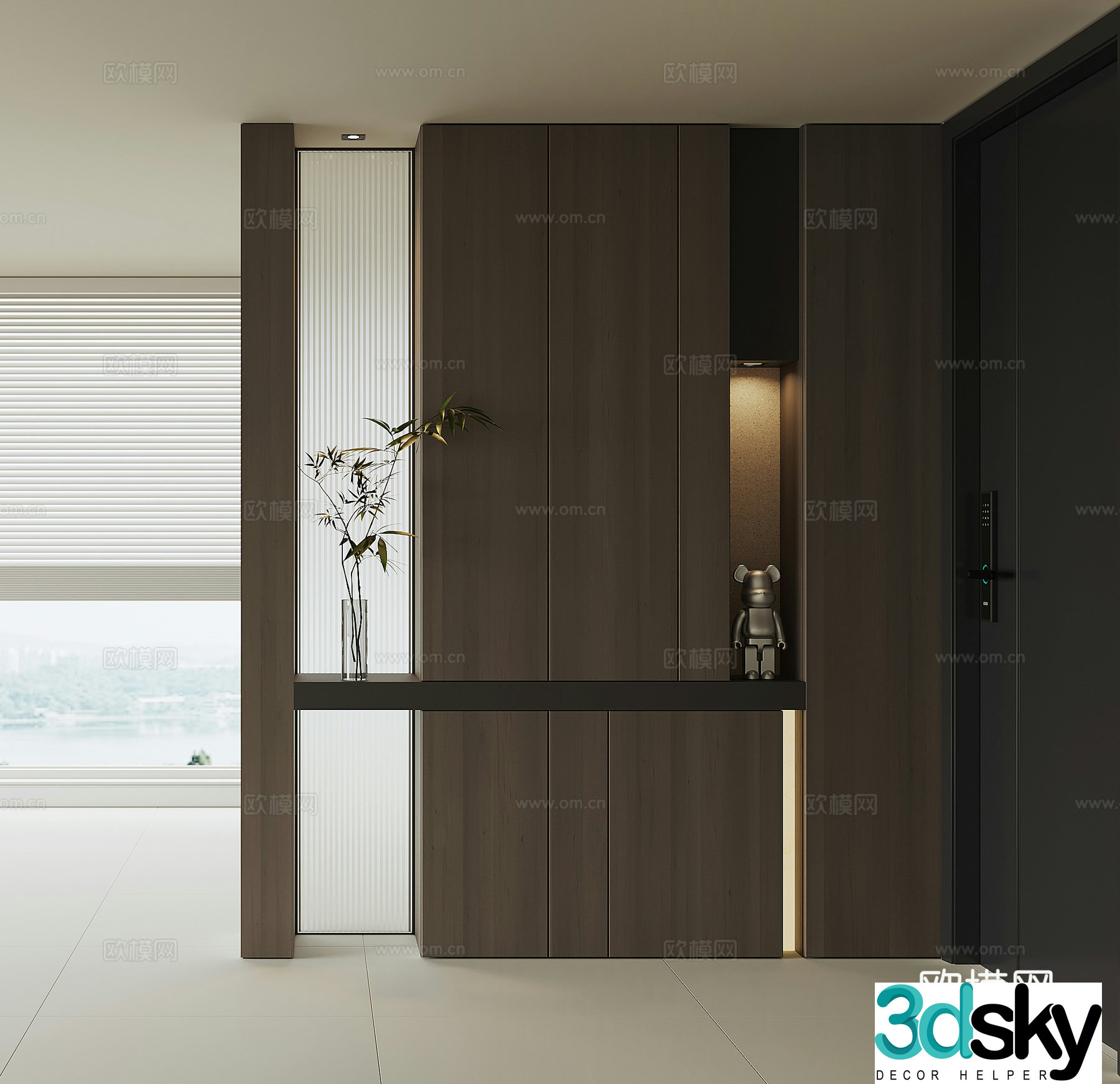 Modern home entrance shoe cabinet 3D model