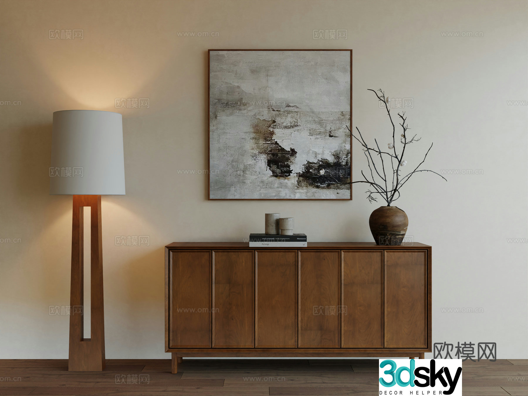 Middle Ages Wabi Retro Advanced Art Hanging Painting 3D Model
