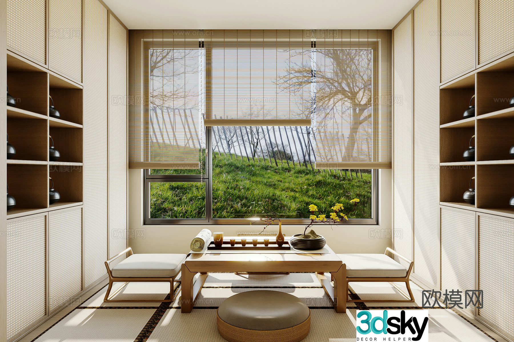 Song’s aesthetic tea room tatami tea room balcony tea room new Chinese tea room 3D model