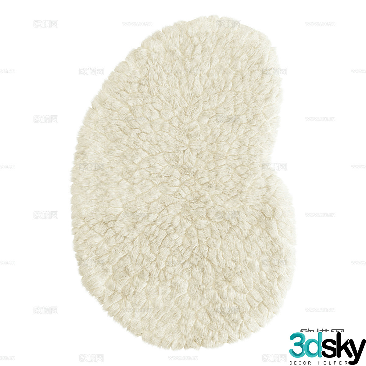 Modern cream style plush carpet 3d model