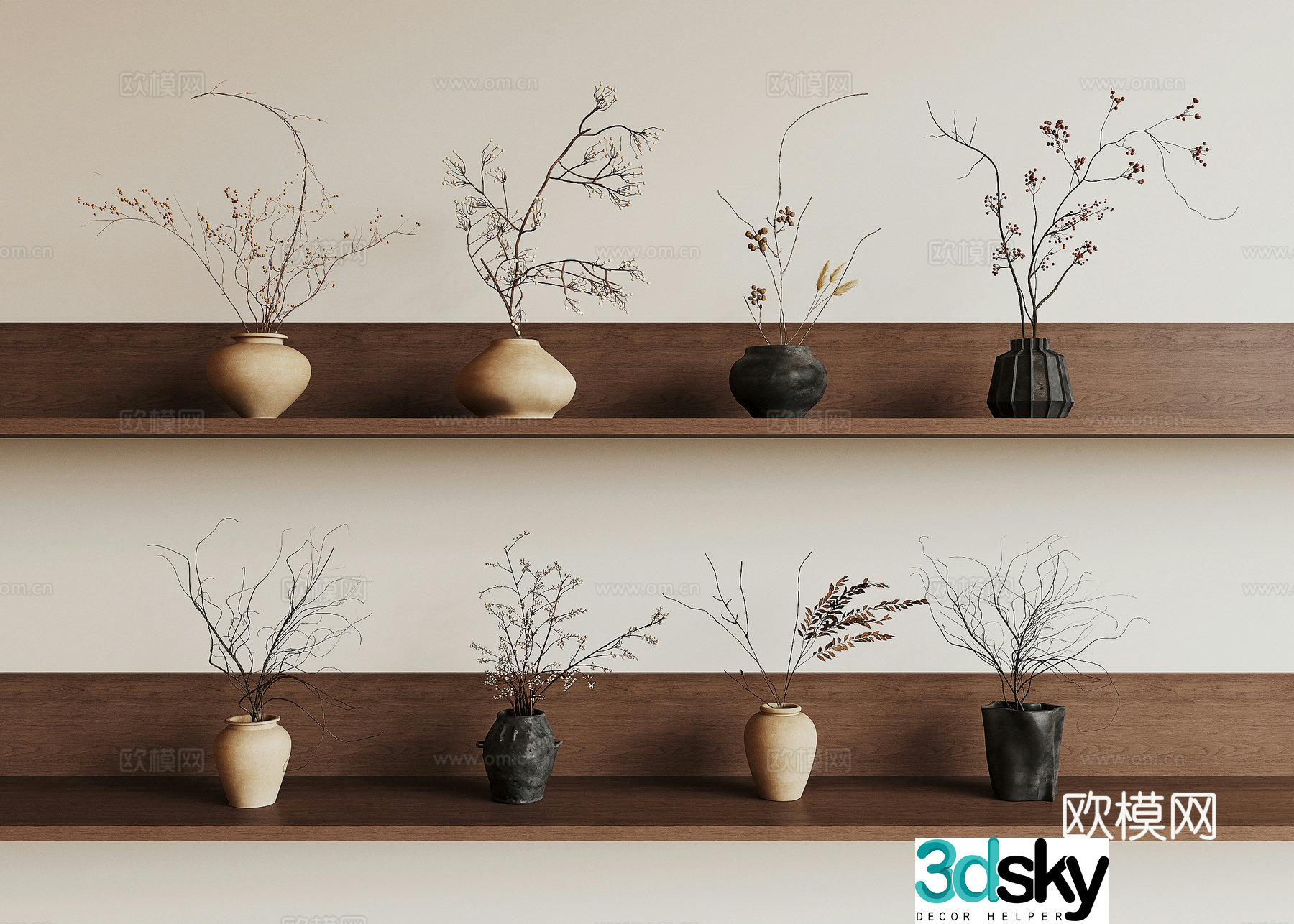 Modern dry branch ornament 3d model