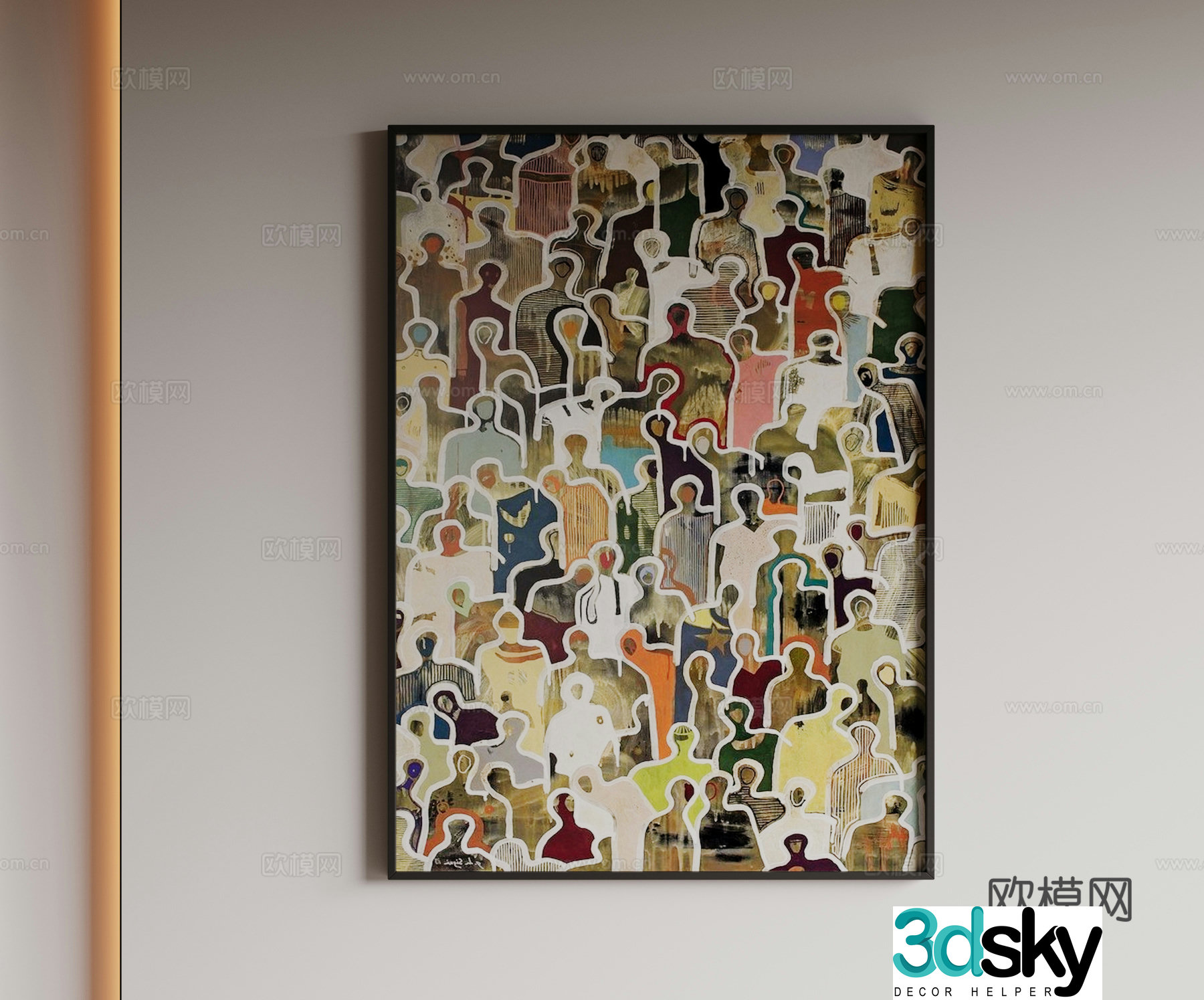 Modern minimalist decorative paintings Waviva medieval style hanging paintings cream style decoration paintings Italian style hanging paintings black and white 3D model