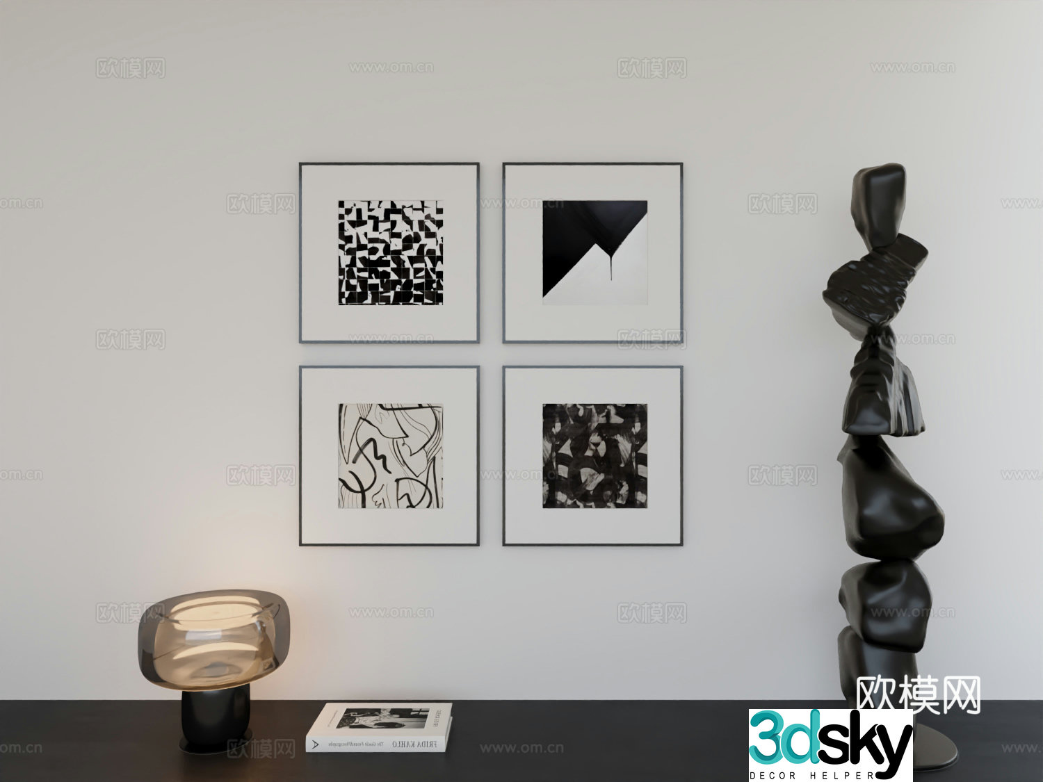 Modern minimalist hanging painting minimalist array hanging painting 3D model