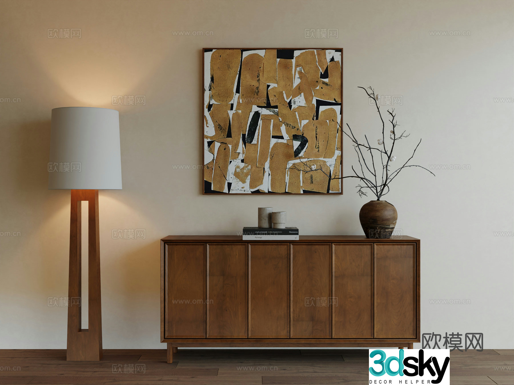 Middle Ages Wabi Retro Advanced Art Hanging Painting 3D Model