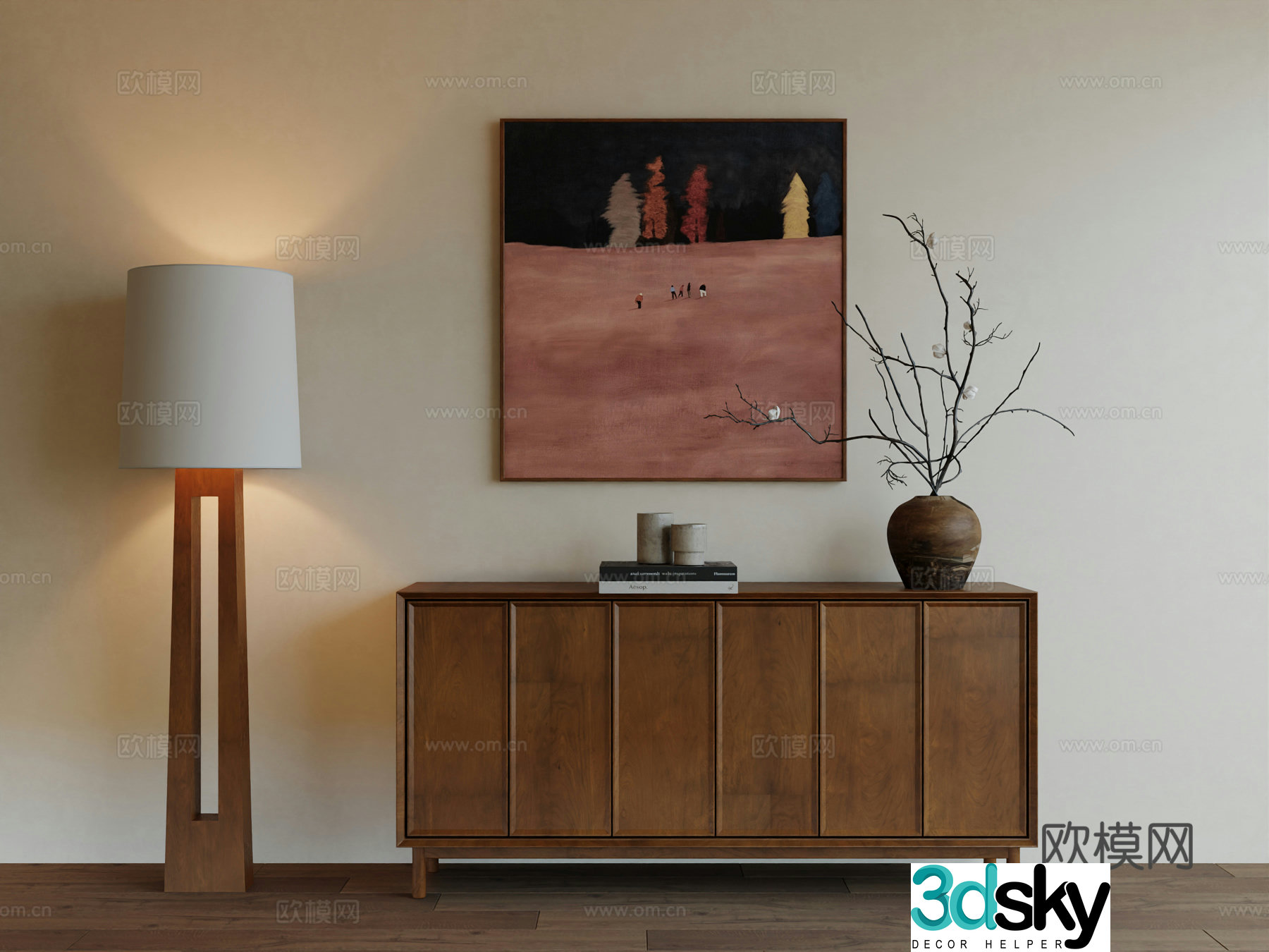 Middle Ages Wabi Retro Advanced Art Hanging Painting 3D Model