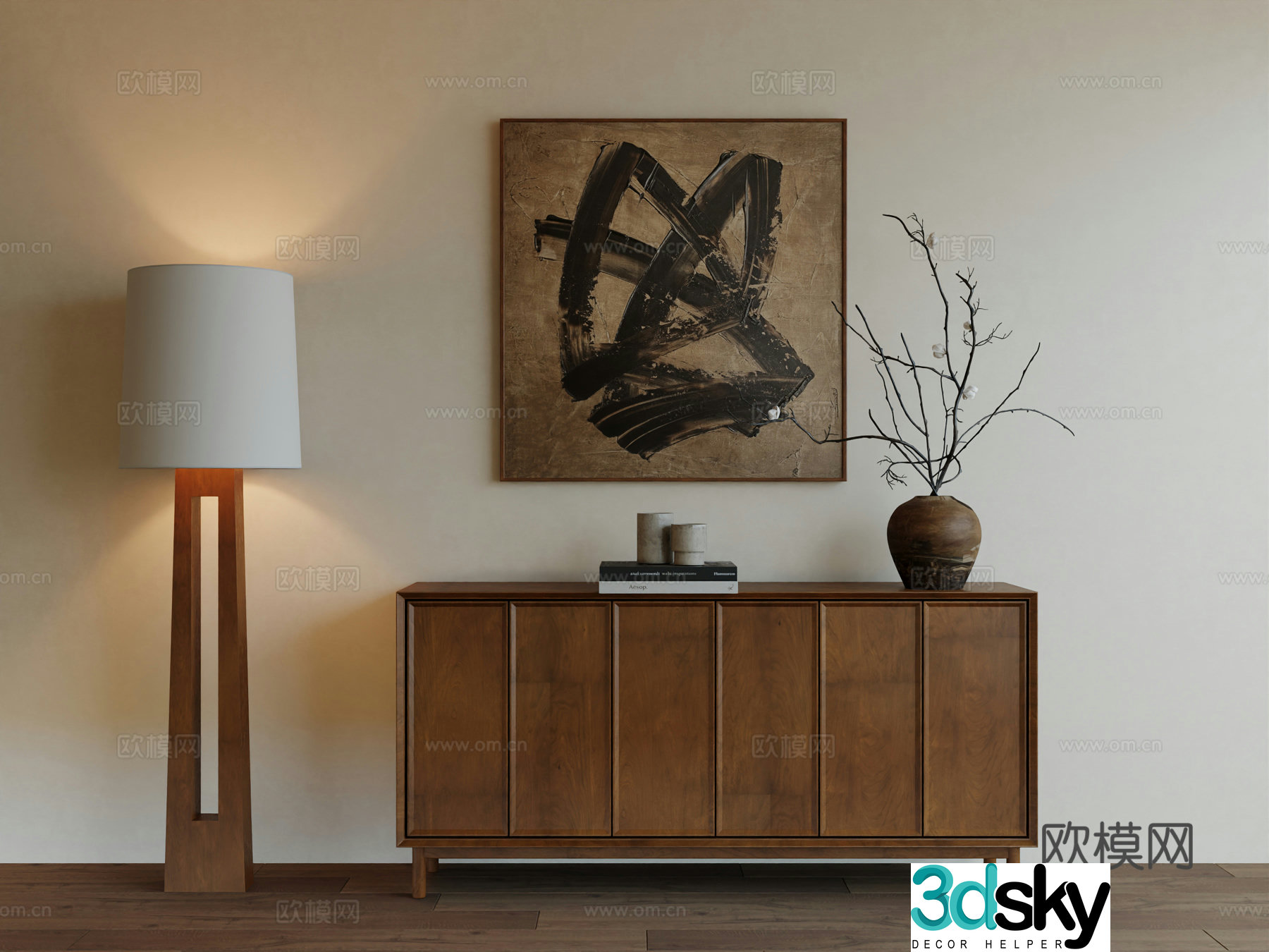 Middle Ages Wabi Retro Advanced Art Hanging Painting 3D Model