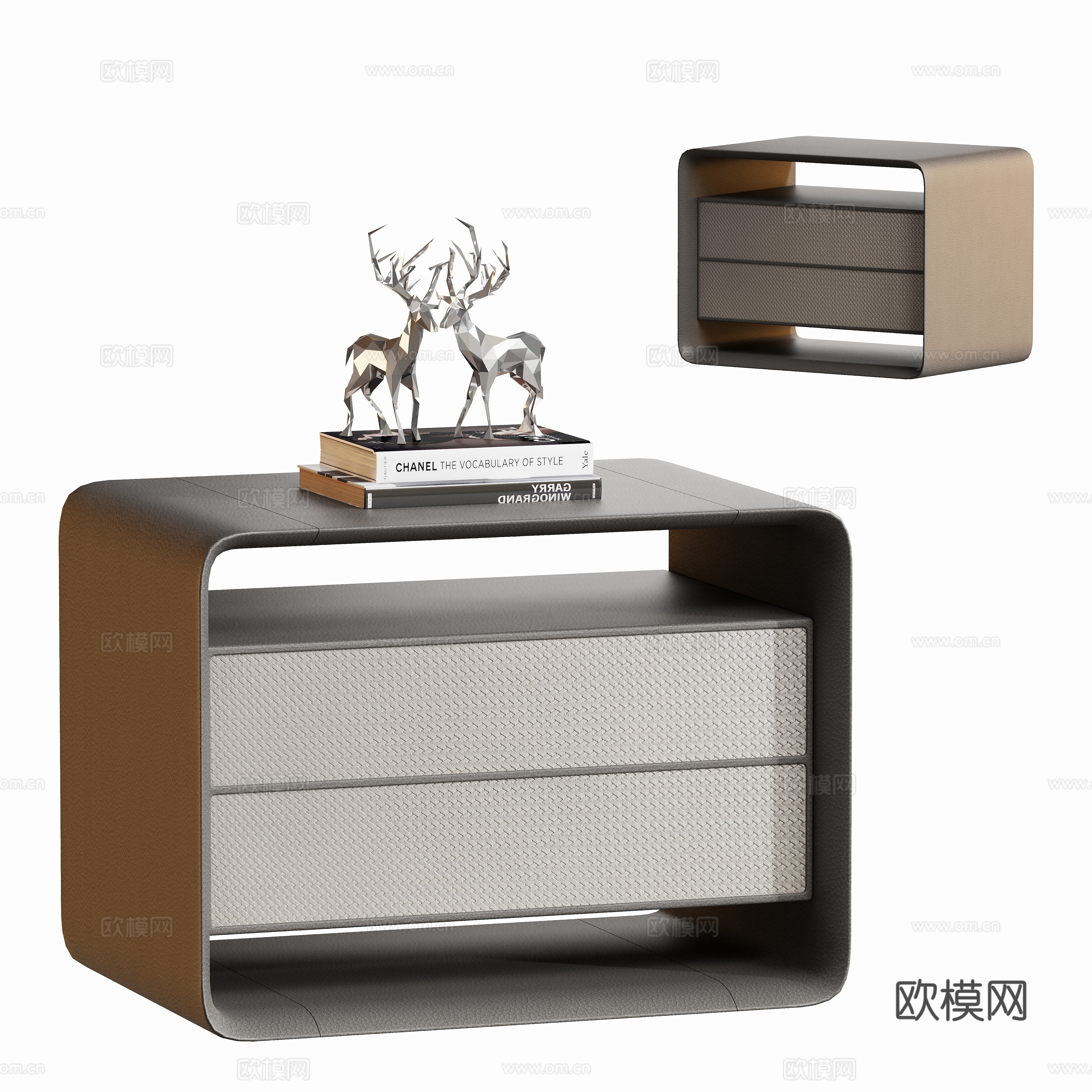 Modern leather shoes bedside table 3d model