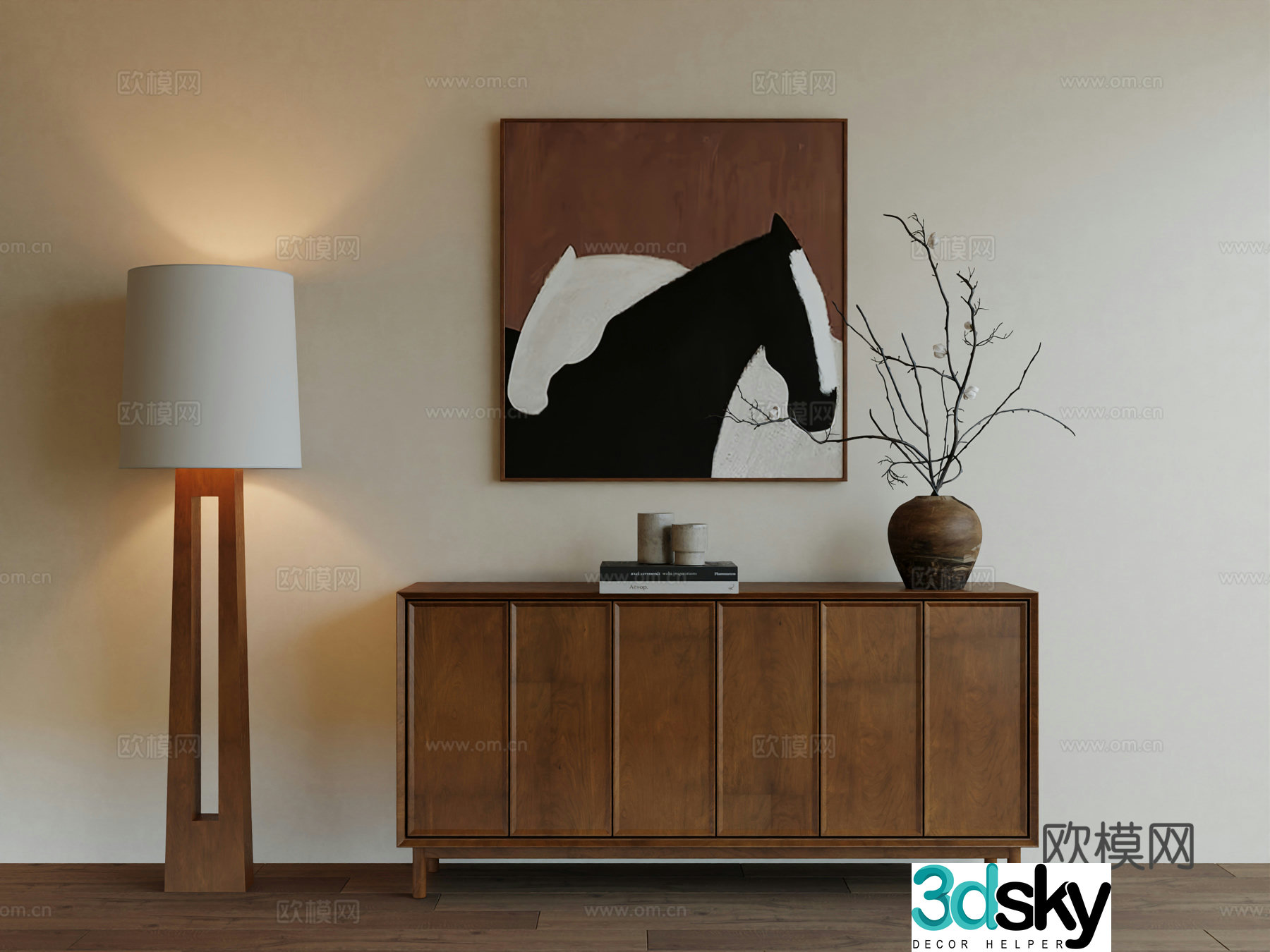 Middle Ages Wabi Retro Advanced Art Hanging Painting 3D Model