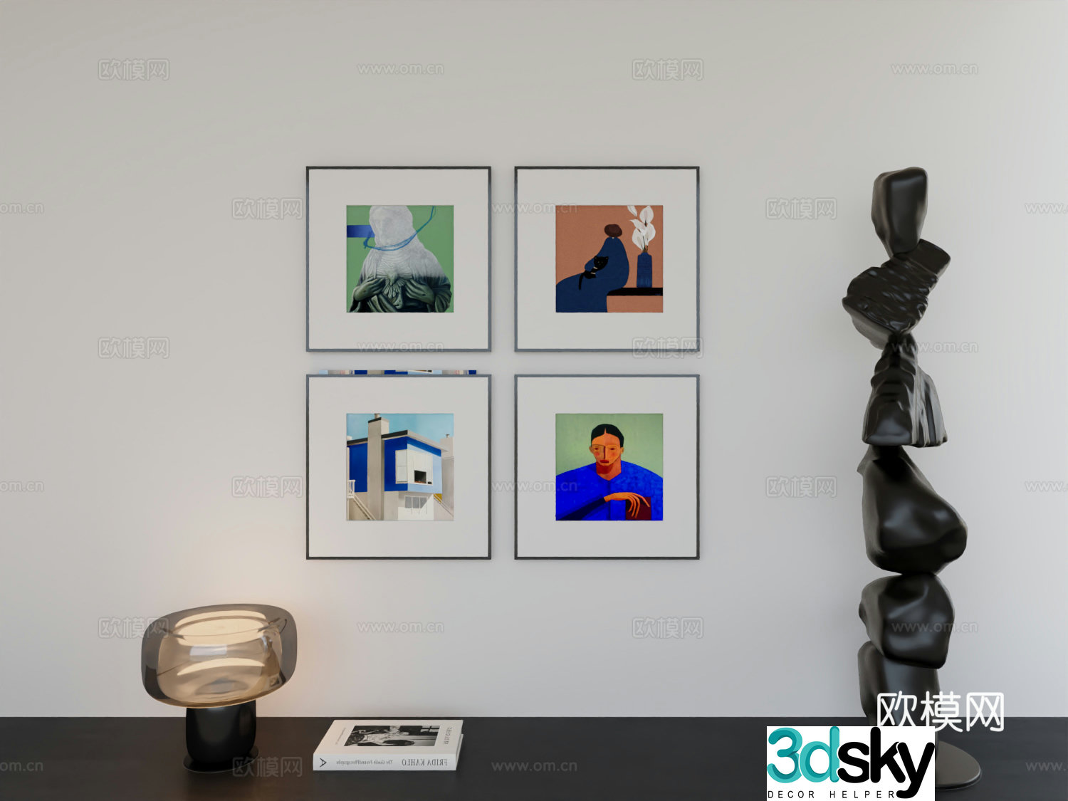 Modern minimalist hanging painting Bauhaus minimalist array hanging painting 3D model