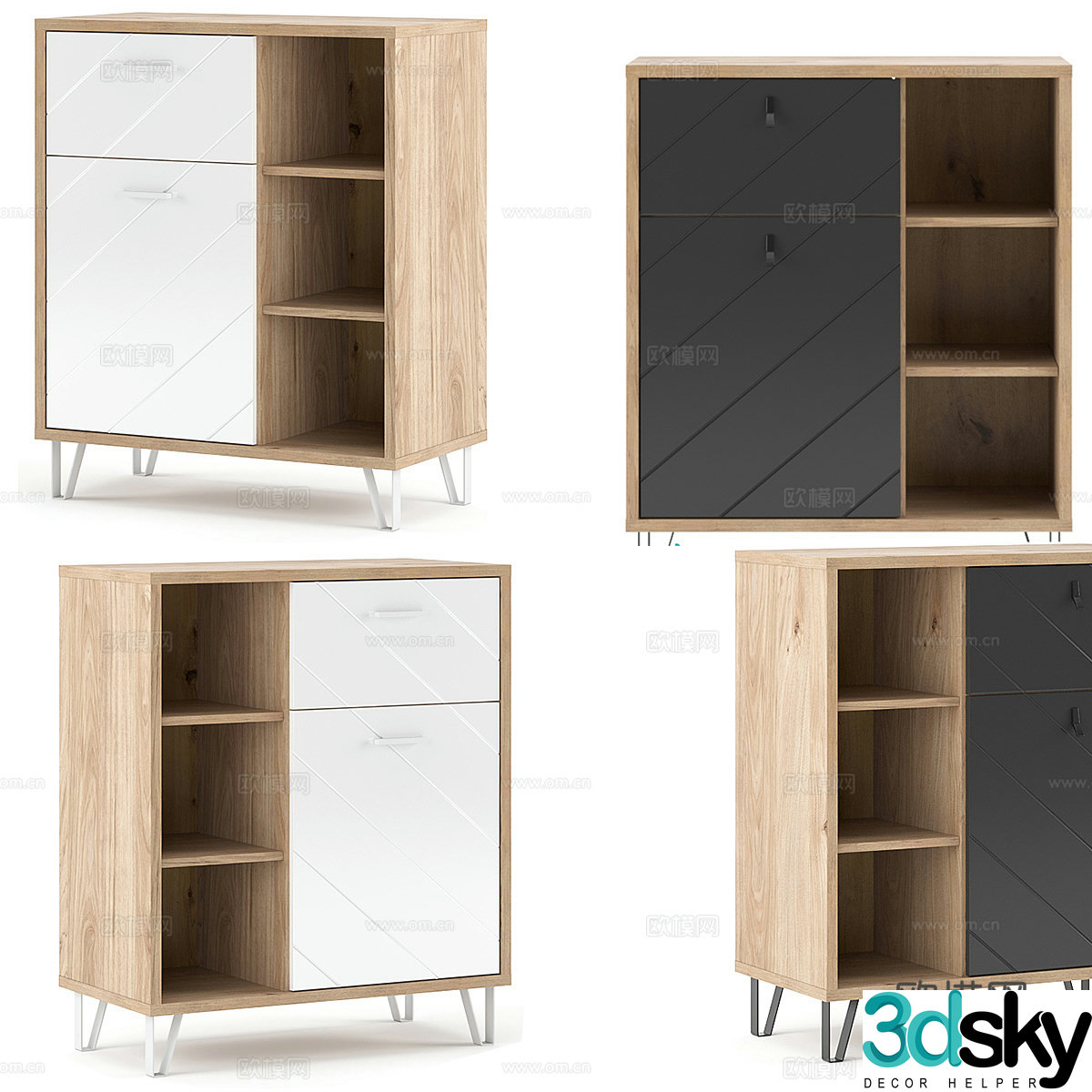 Nordic simple decorative cabinet decorative cabinet wooden decorative cabinet low cabinet 3d model