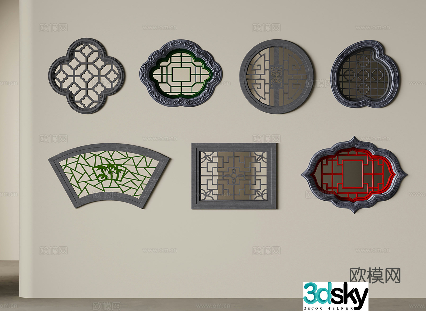 New Chinese style carved window carved window grille window 3D model
