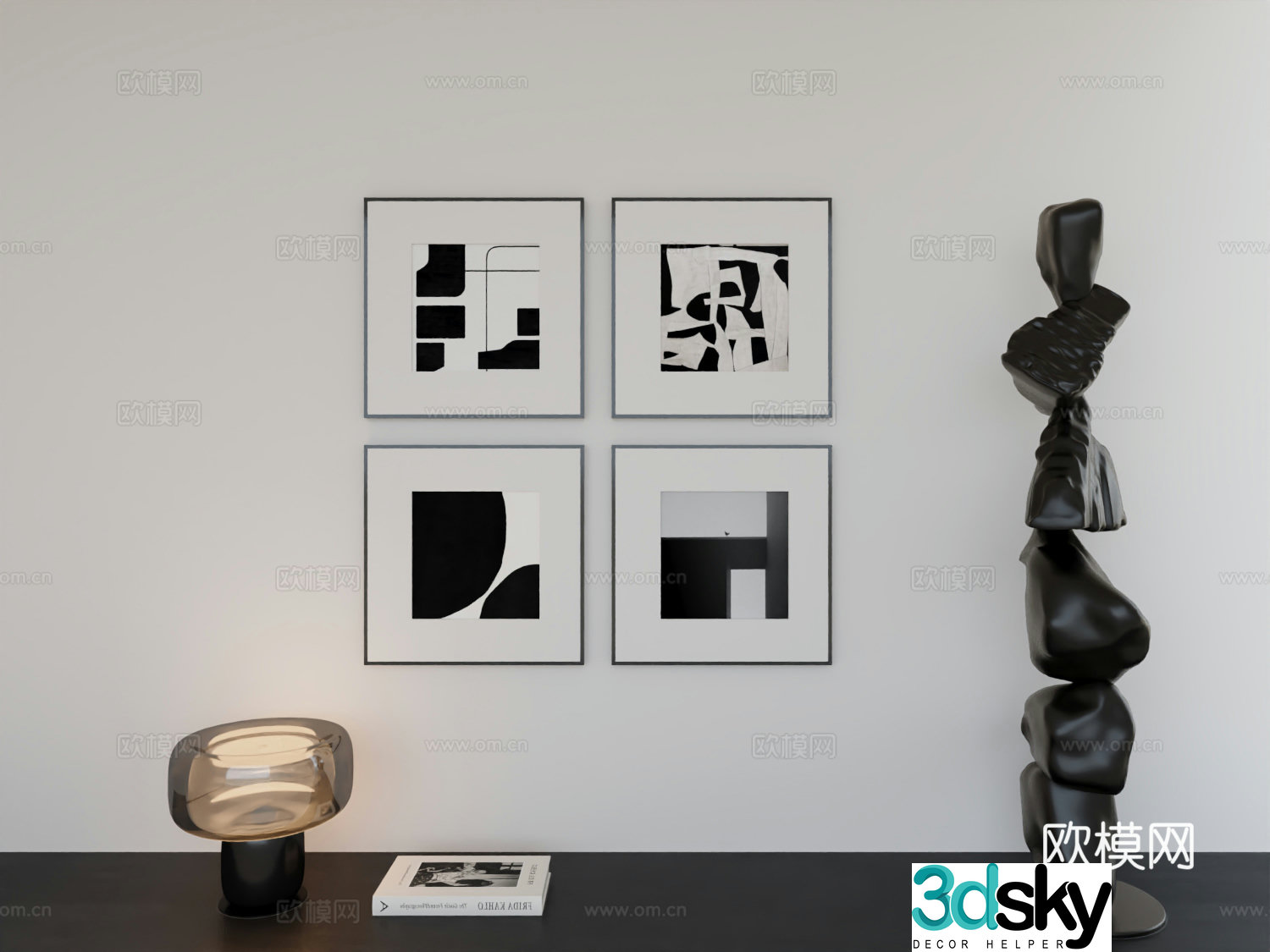 Modern minimalist hanging painting minimalist array hanging painting 3D model