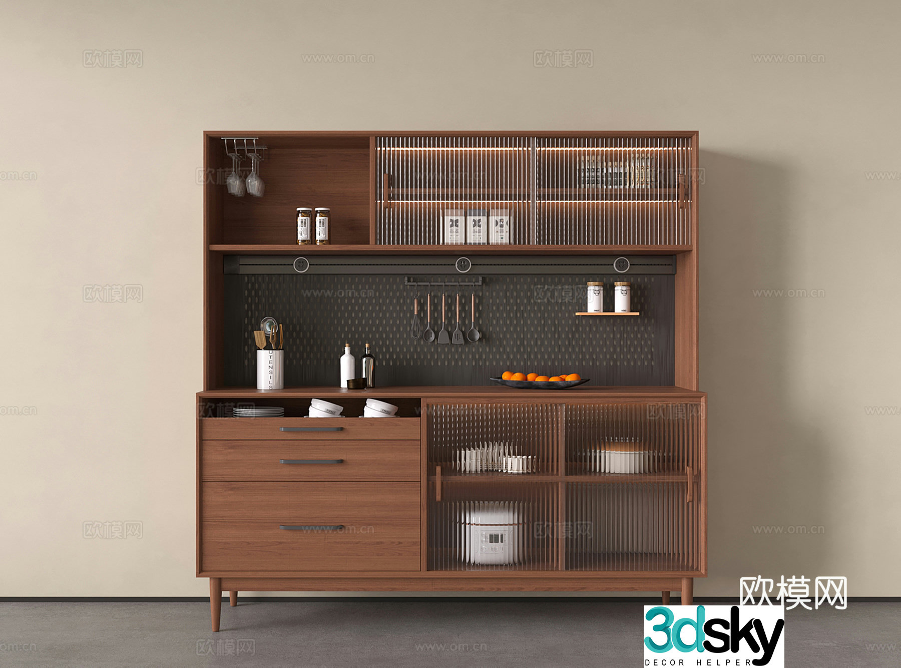 Wasabi Middle Style Elegant Sideboard Meal Storage Cabinet Storage Cabinet 3D Model
