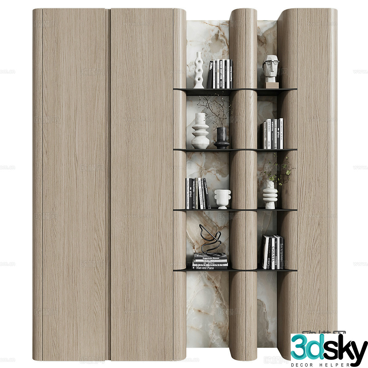 Modern minimalist decorative cabinet bookshelf 3d model